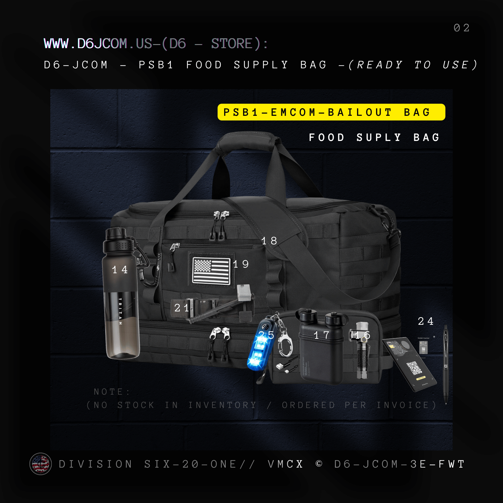 D6-JCOM - PSB1 FOOD SUPPLY BAG -(READY TO USE)