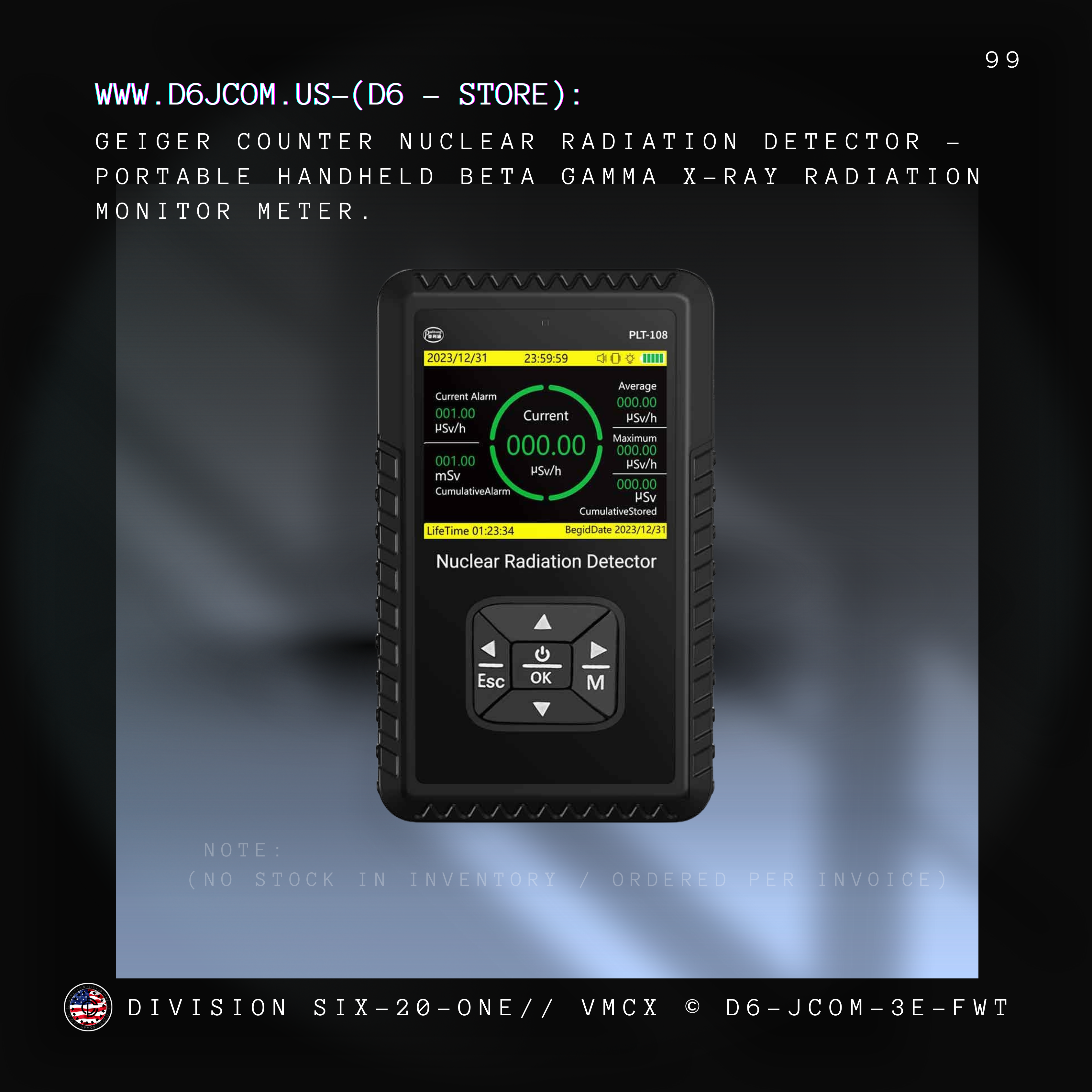 Geiger Counter Radiation Detector - Portable Handheld Beta Gamma X-ray Radiation Monitor Meter, Nuclear Wastewater, Seafood Detection Radiation Dosimeter with LCD Display, (Rechargeable) - (Black)