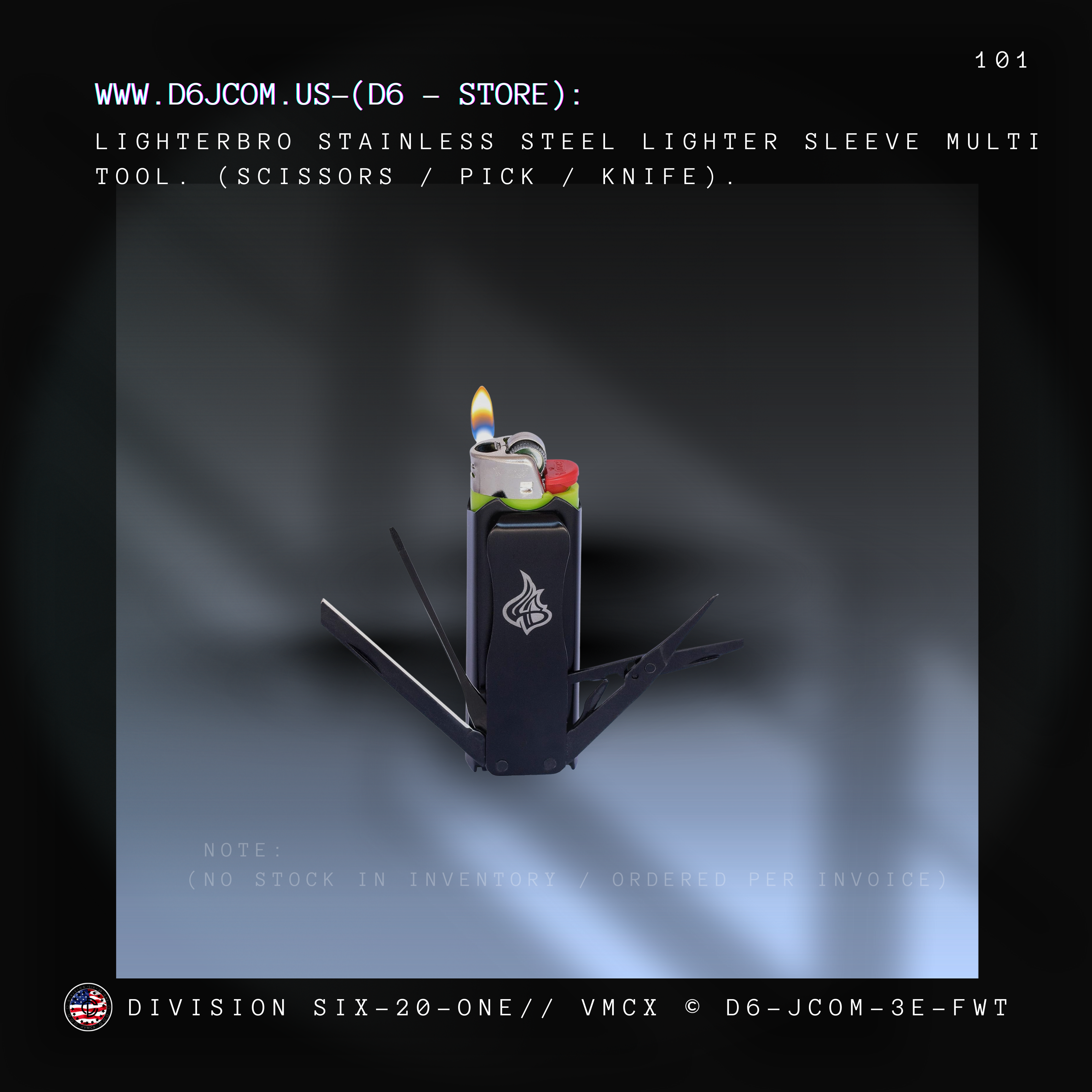 LighterBro Stainless Steel Lighter Sleeve (Multi-tool)