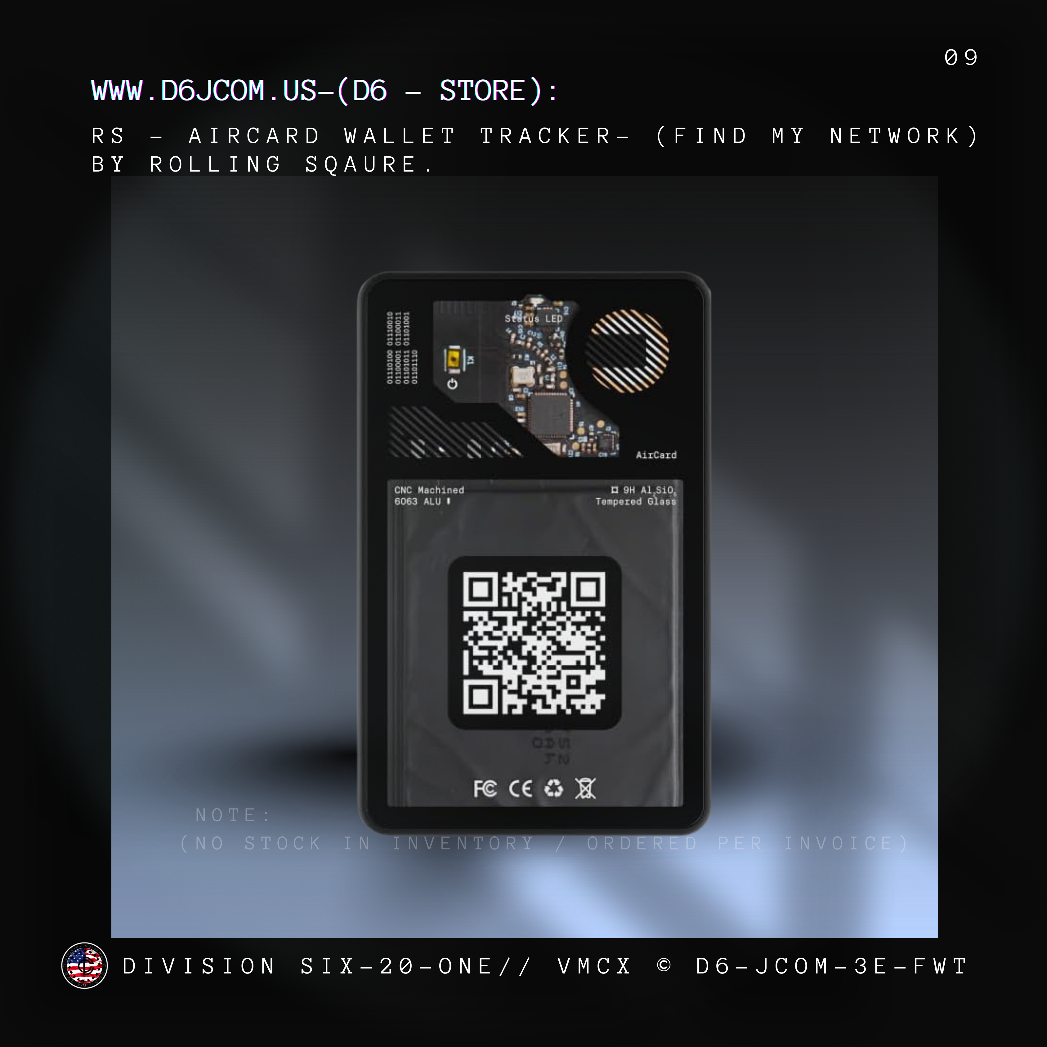 Wallet Tracker Card - Disposable / RS - Aircard Wallet Tracker- (Find My NetworK) ROLLING SQAURE