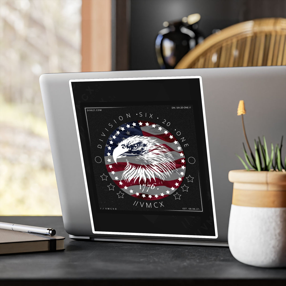 American Eagle Flag Vinyl Decal — Patriotic Kiss-Cut Sticker (1776)