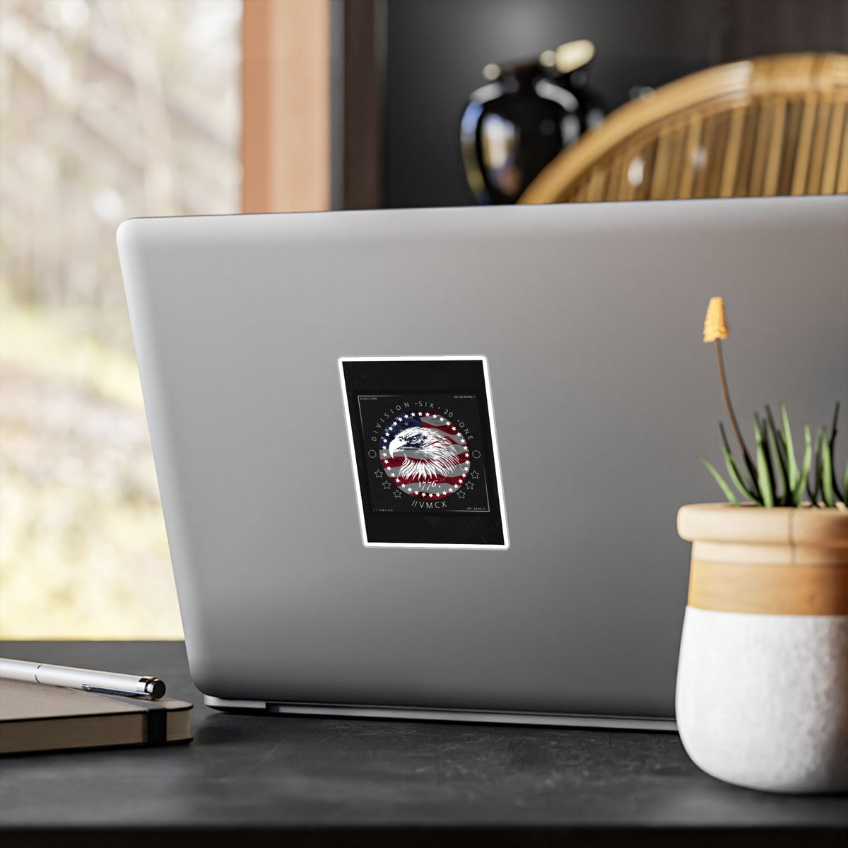 American Eagle Flag Vinyl Decal — Patriotic Kiss-Cut Sticker (1776)