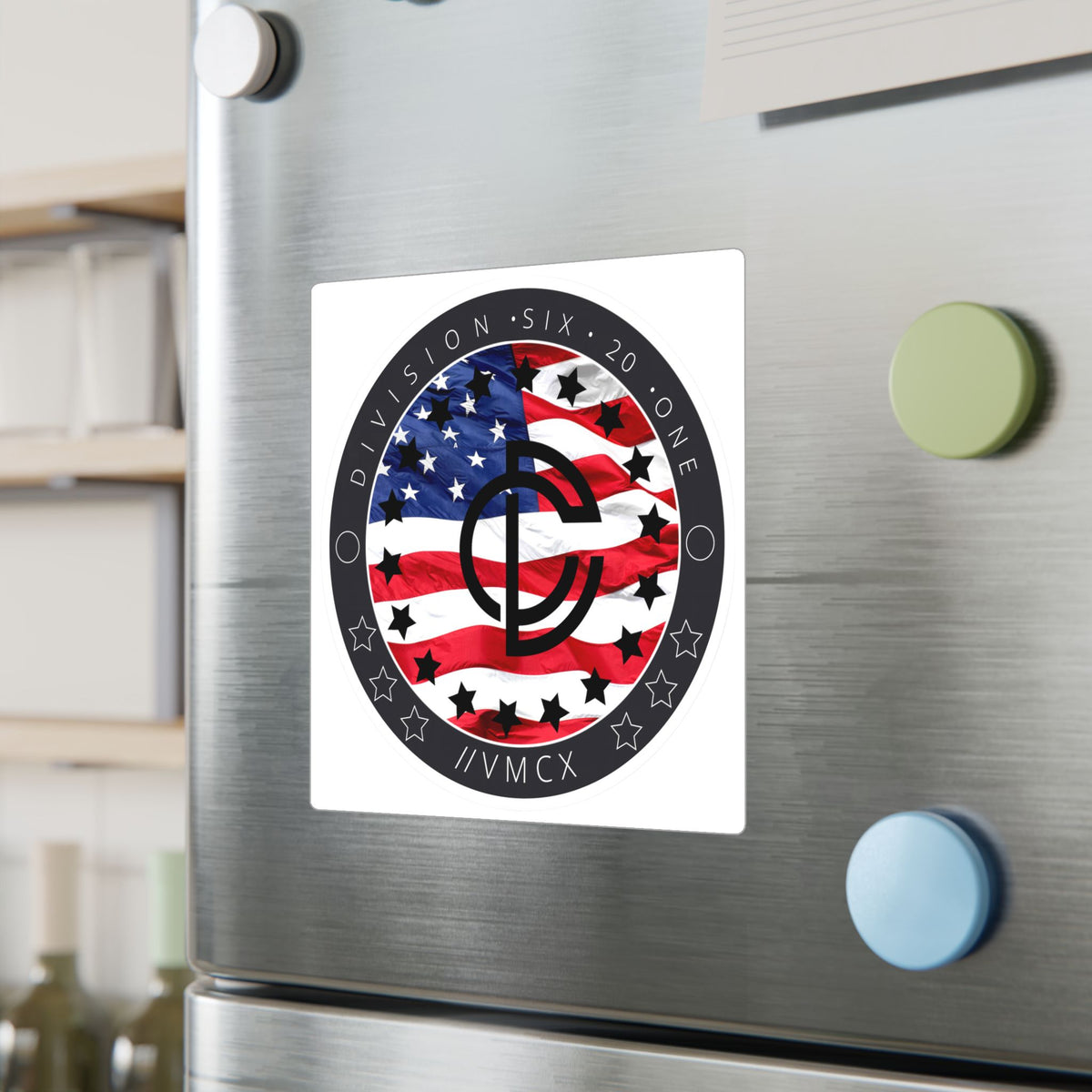 American Flag Logo Kiss-Cut Vinyl Sticker — Division Six 20 One Emblem