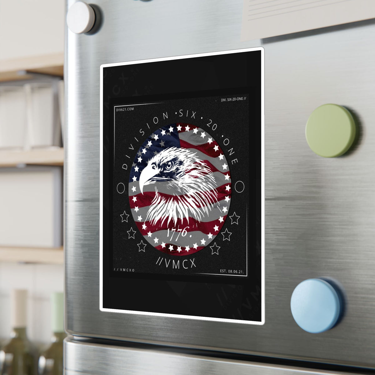 American Eagle Flag Vinyl Decal — Patriotic Kiss-Cut Sticker (1776)