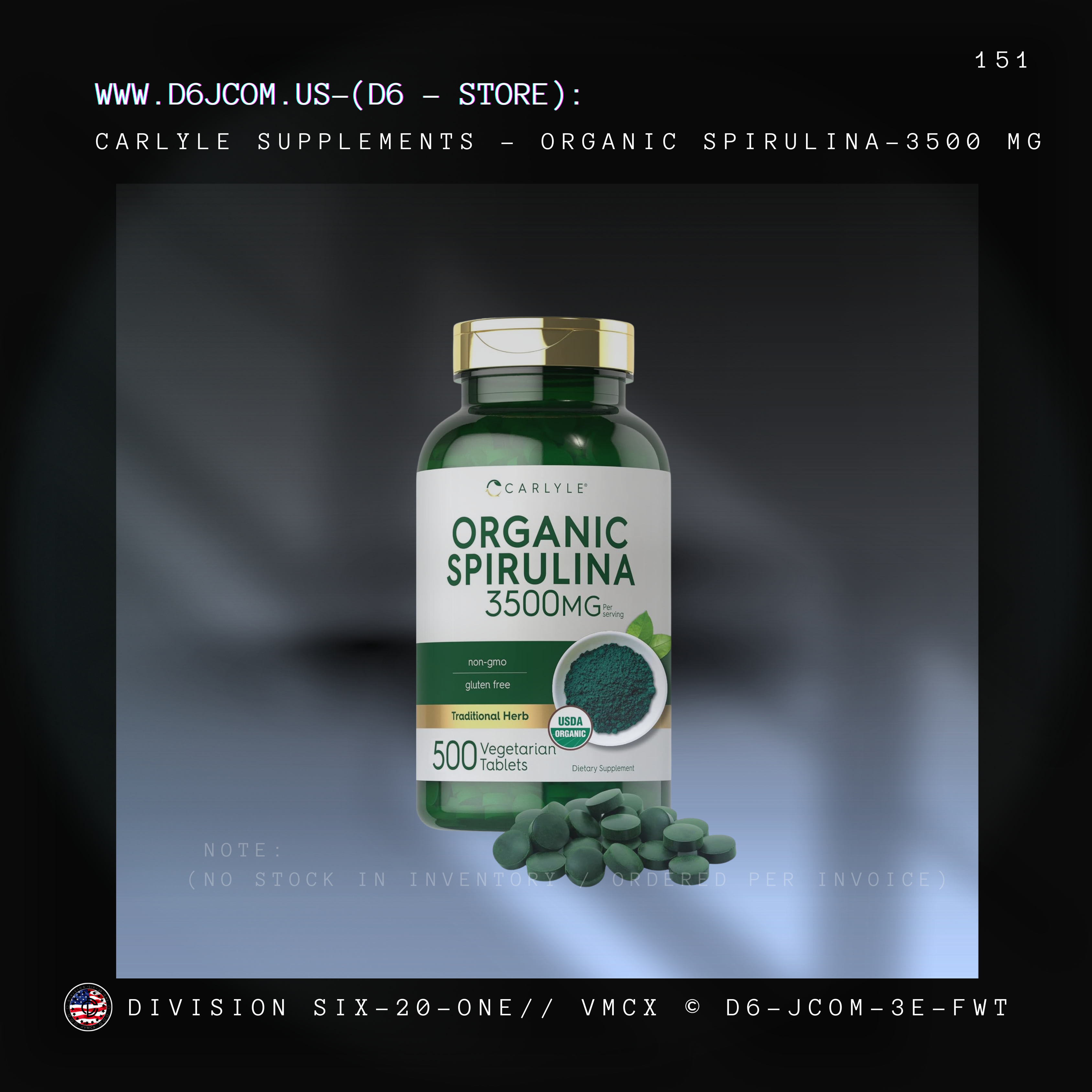 Organic Spirulina 3500mg per serving | 500 Tablets (Awesome)