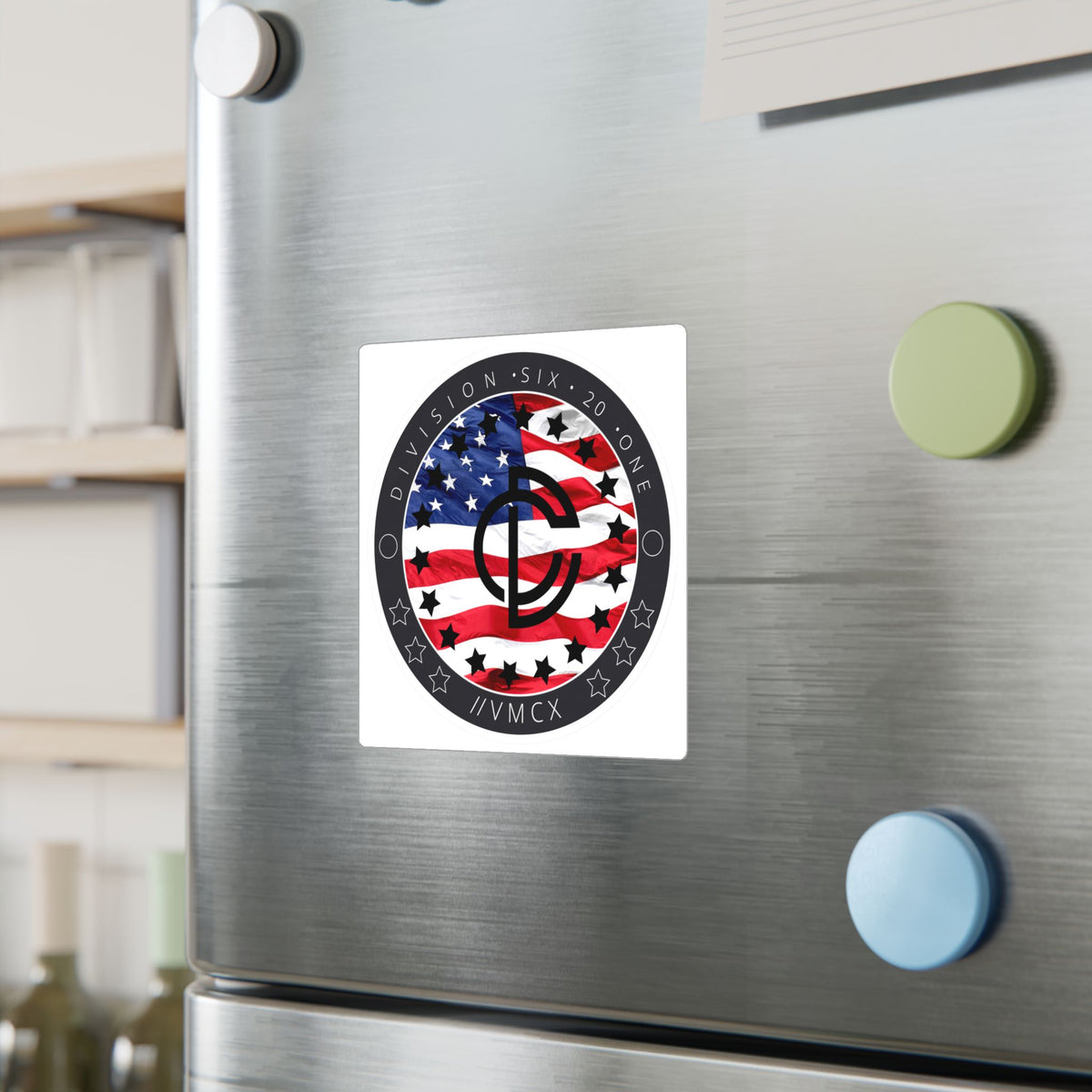 American Flag Logo Kiss-Cut Vinyl Sticker — Division Six 20 One Emblem
