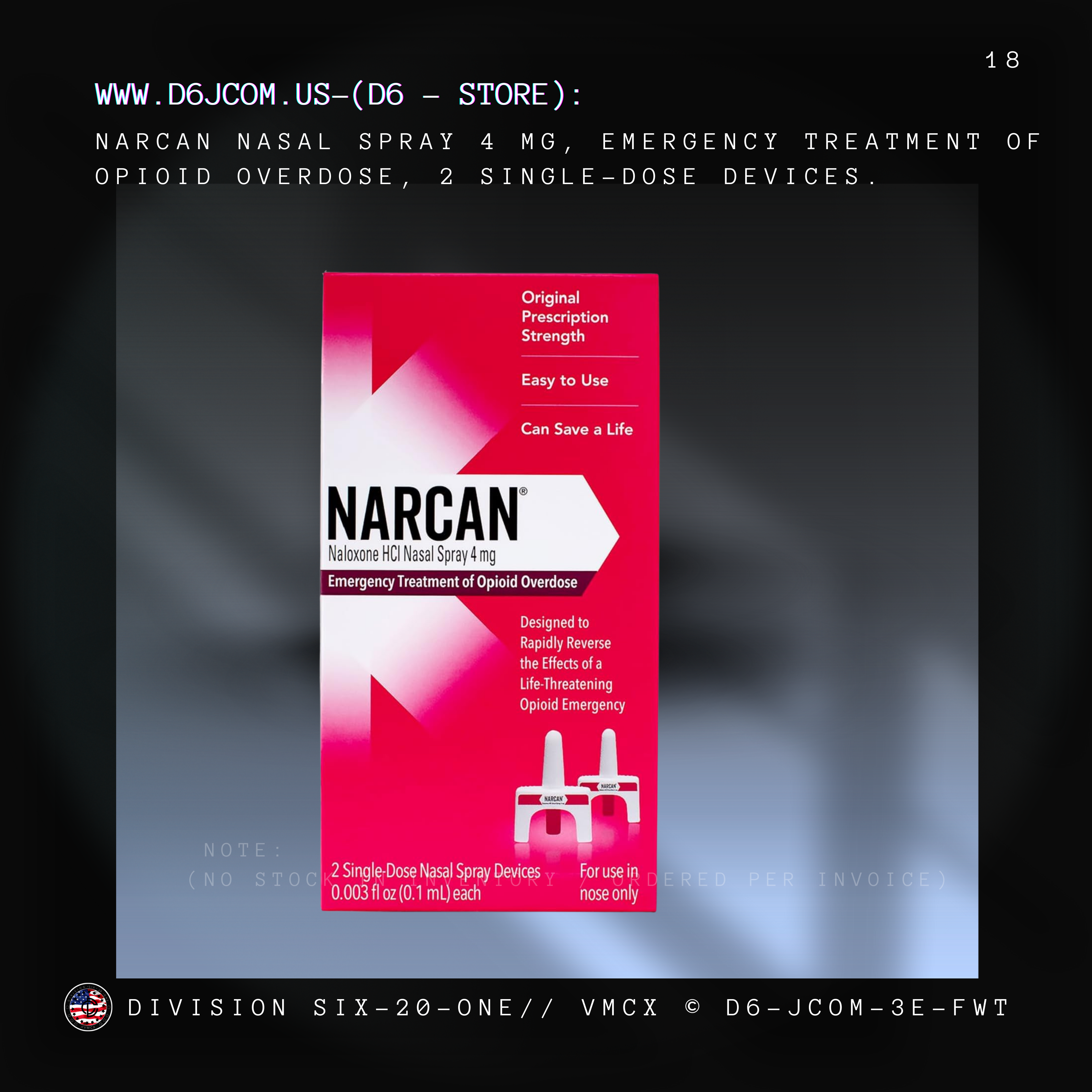 NARCAN Nasal Spray 4 mg, Emergency Treatment of Opioid Overdose, 2 Single-Dose Devices