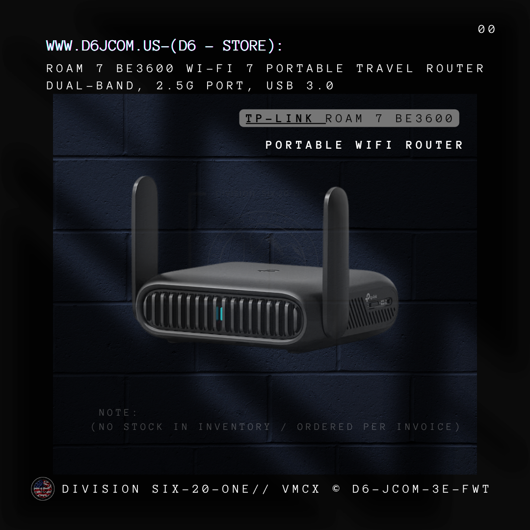 Roam 7 BE3600 Wi-Fi 7 Portable Travel Router Dual-Band, 2.5G Port, USB 3.0