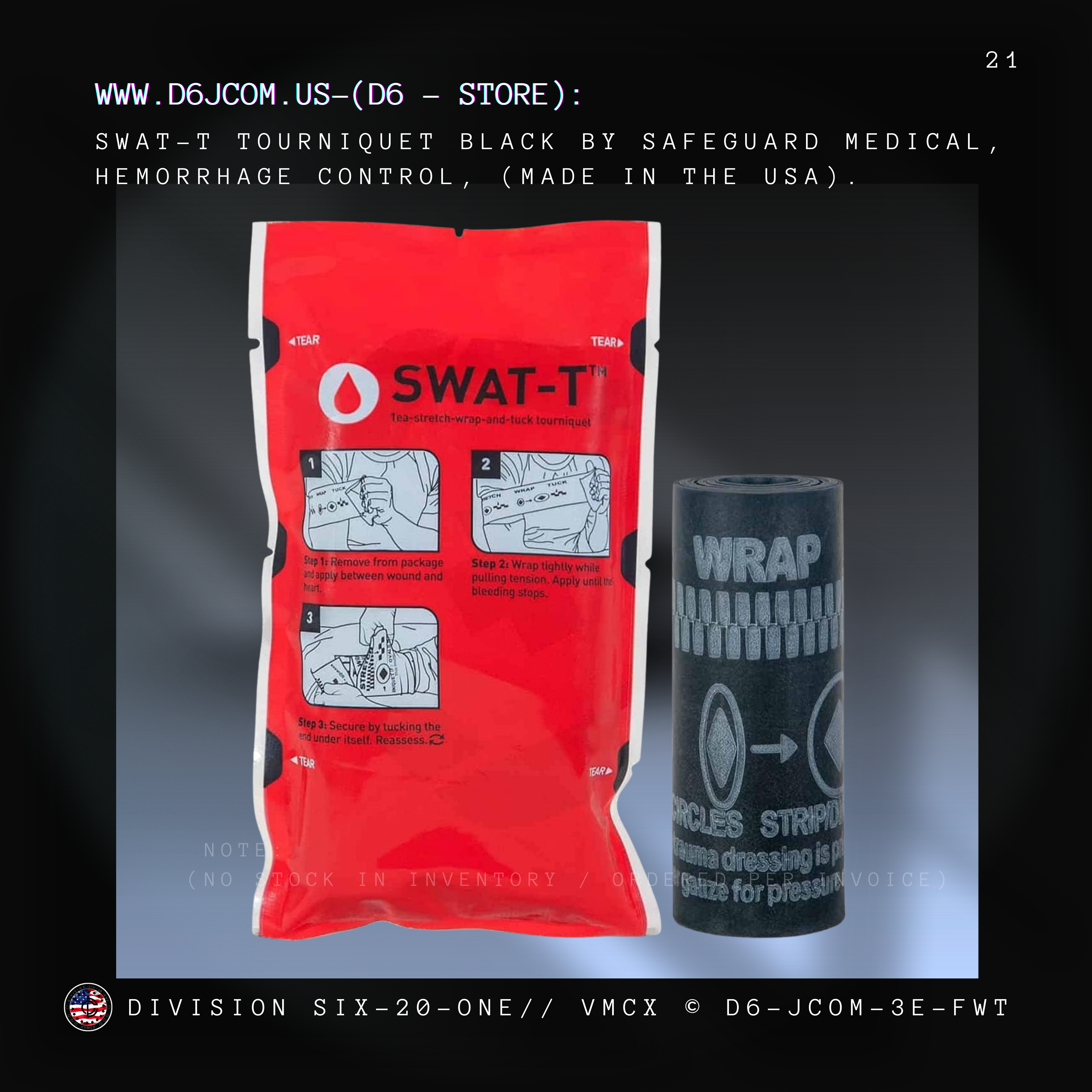 Swat - T - Tourniquet - TQ (Compression Wrap tourniquet) - (Black)