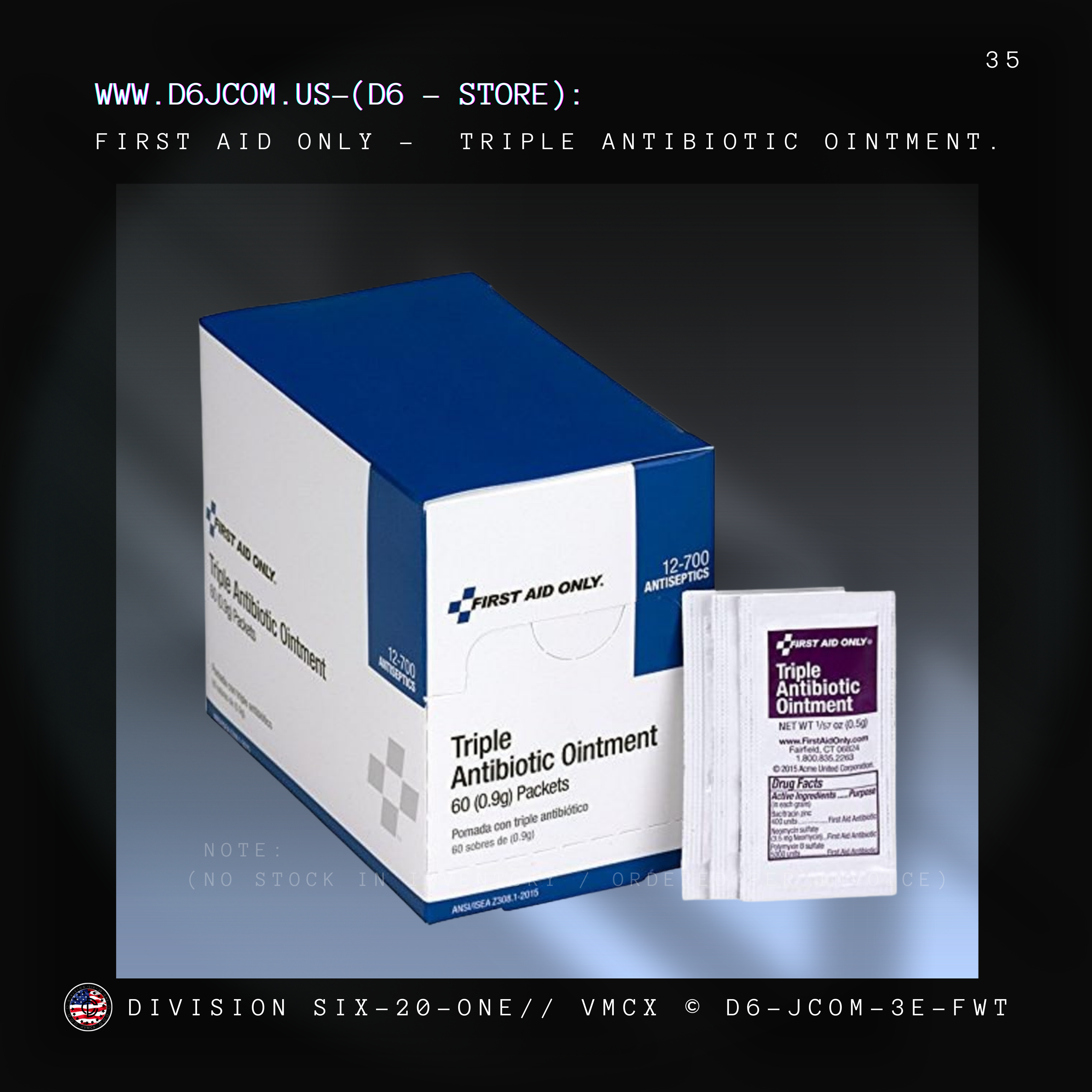 First Aid Only -  Triple Antibiotic Ointment (60 - 0.9g  - Packets)