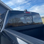 Xinghe for 2019-2026 Chevy Silverado GMC Sierra Chevrolet Colorado, Rear Middle Window American Flag Decals Stickers, Matte Black USA Flag Decal for Truck