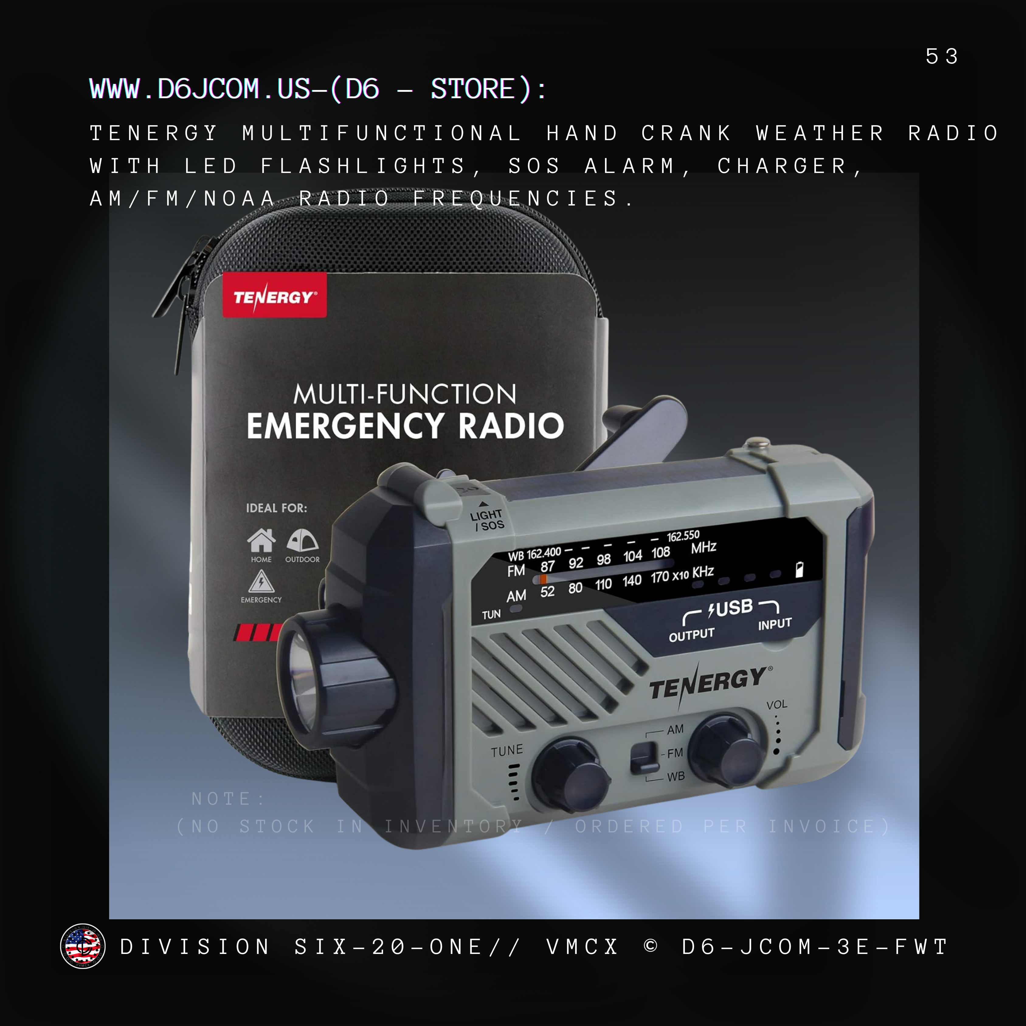 Tenergy Multifunction Emergency Crank Radio / Flashlight