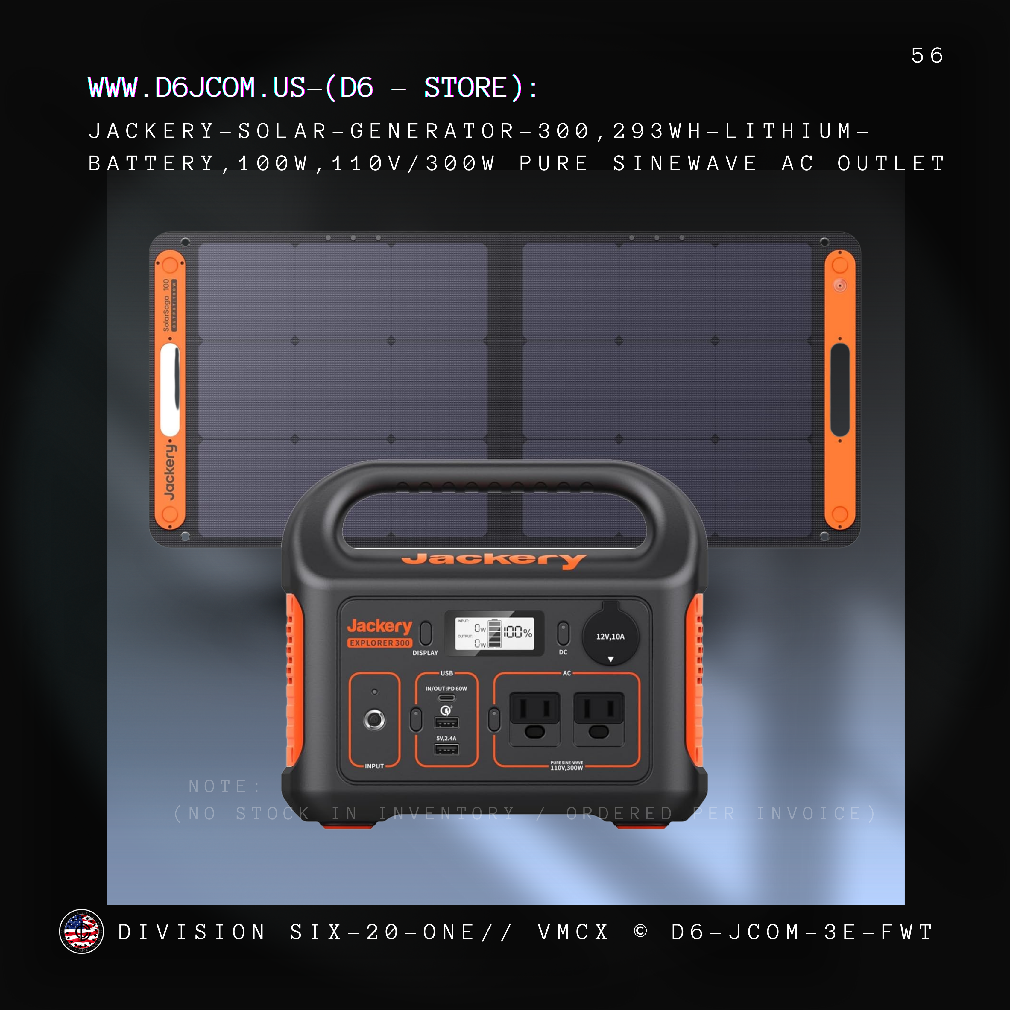 Jackery Portable Power Station -  300, 293Wh Backup Lithium Battery, Solar Generator (Solar Panel)