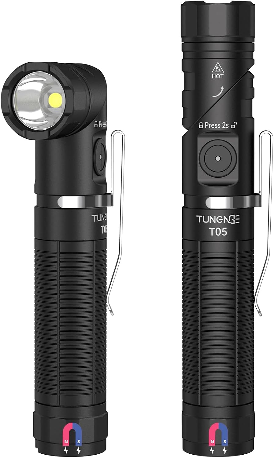 90° Rechargeable EDC Pocket Flashlight with Magnet cap
