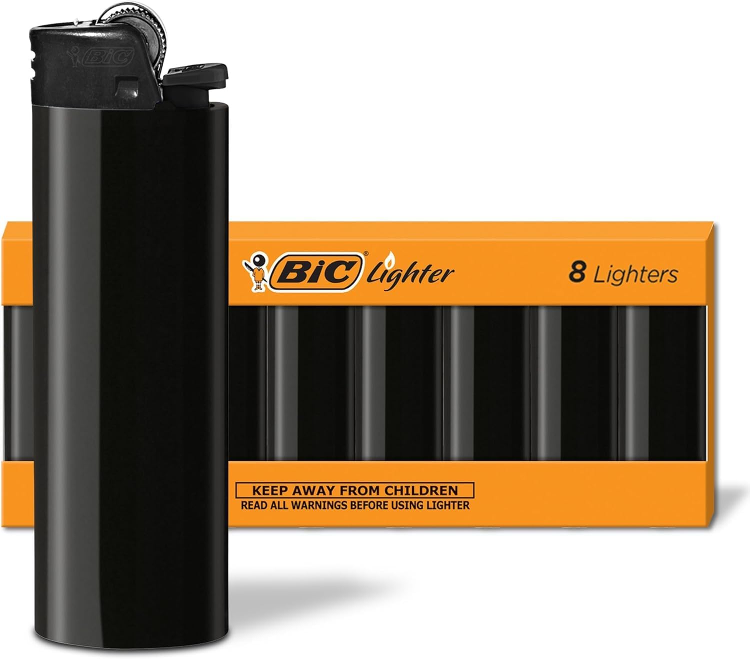 BIC Maxi Pocket Lighters, Reliable 8-Pack, All-Black