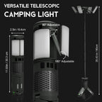 Telescopic Camping Lights with Stand, 40H Playtime, Magnetic Base | 12000mAh Portable Flashlight, RGB Ambient Lighting, Collapsible IPX5 Waterproof for Camping, Hiking and Emergency Use