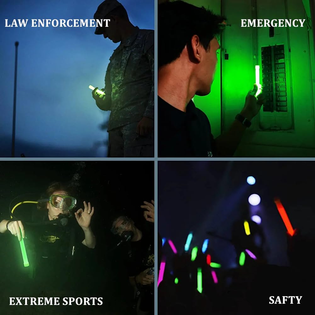 Emergency 6'' Lightsticks, Light Up Ultra Bright Glow Sticks with 12 Hours Duration
