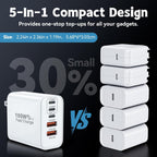 100W USB C iPhone 17 16 15 Charger Fast Charging,2-Pack 10Foot Type C Woven Cable and 1-Pack 5-Port i Phone Charger Fast Charging Block for iPhone 17 Pro/17 Pro Max/Air/16 Pro Max/15 Plus/iPad Pro/Air