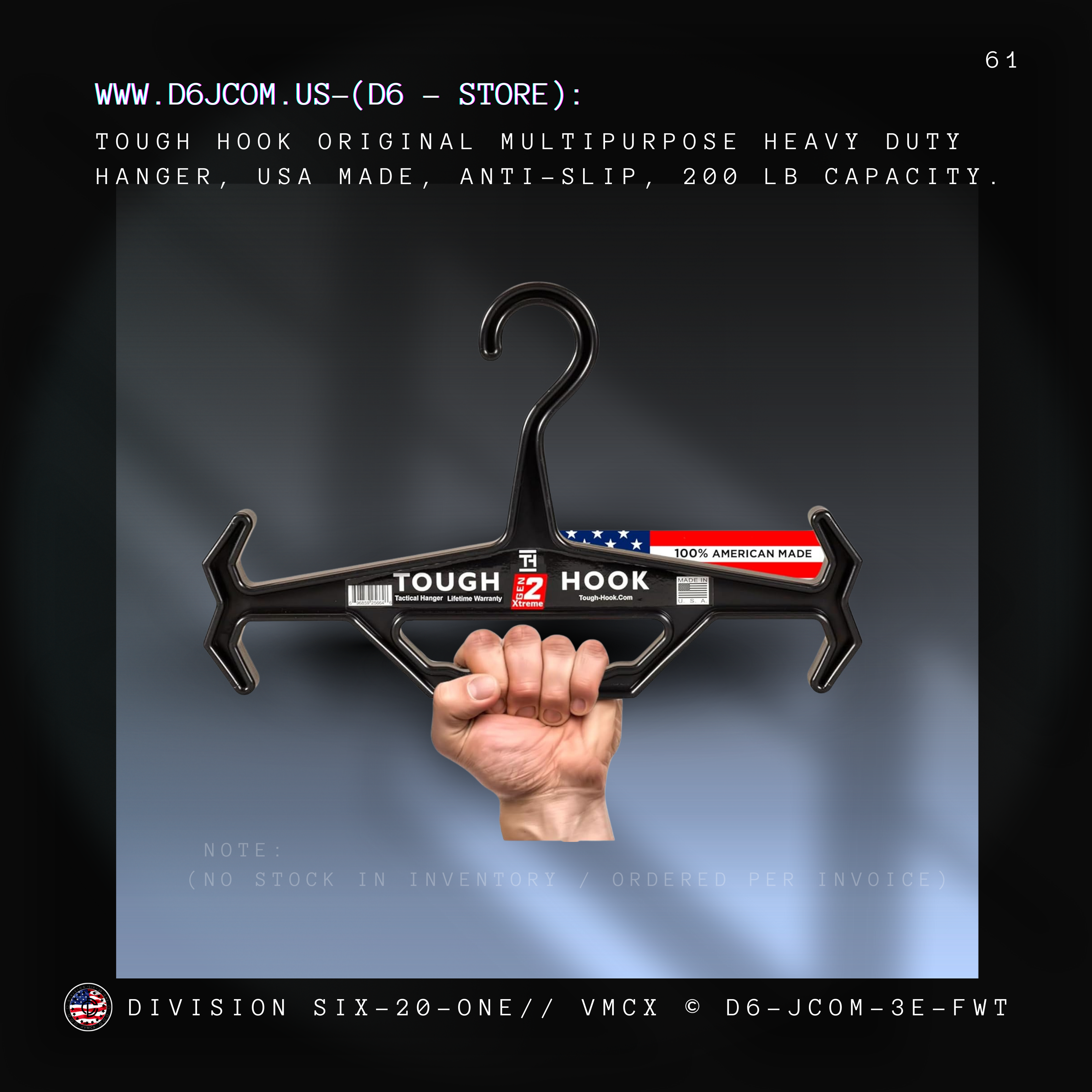 Tough Hook - Multipurpose Heavy Duty Hanger, USA Made, 200 lb Capacity