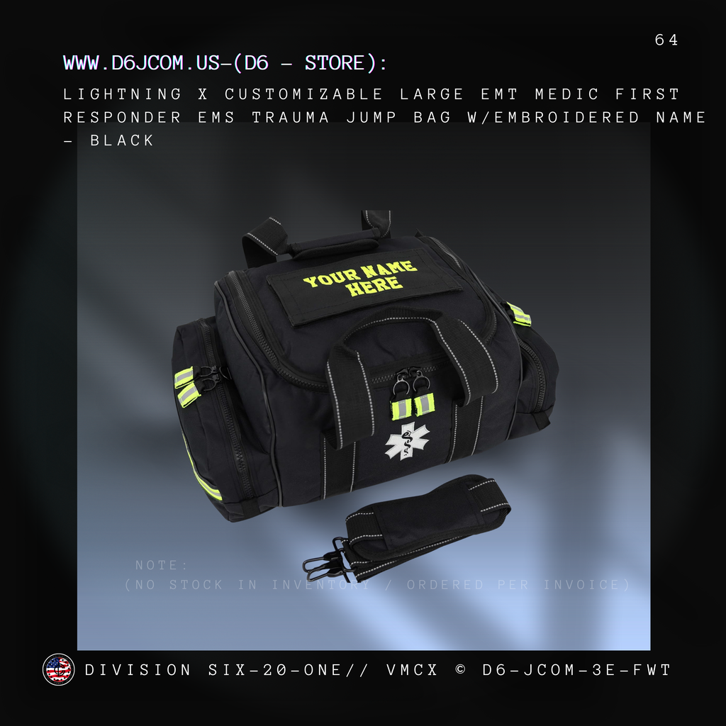 Custom Order - Lightning X Products - Medical Jump bag / Gear Bag - (Customizable) - (Black)