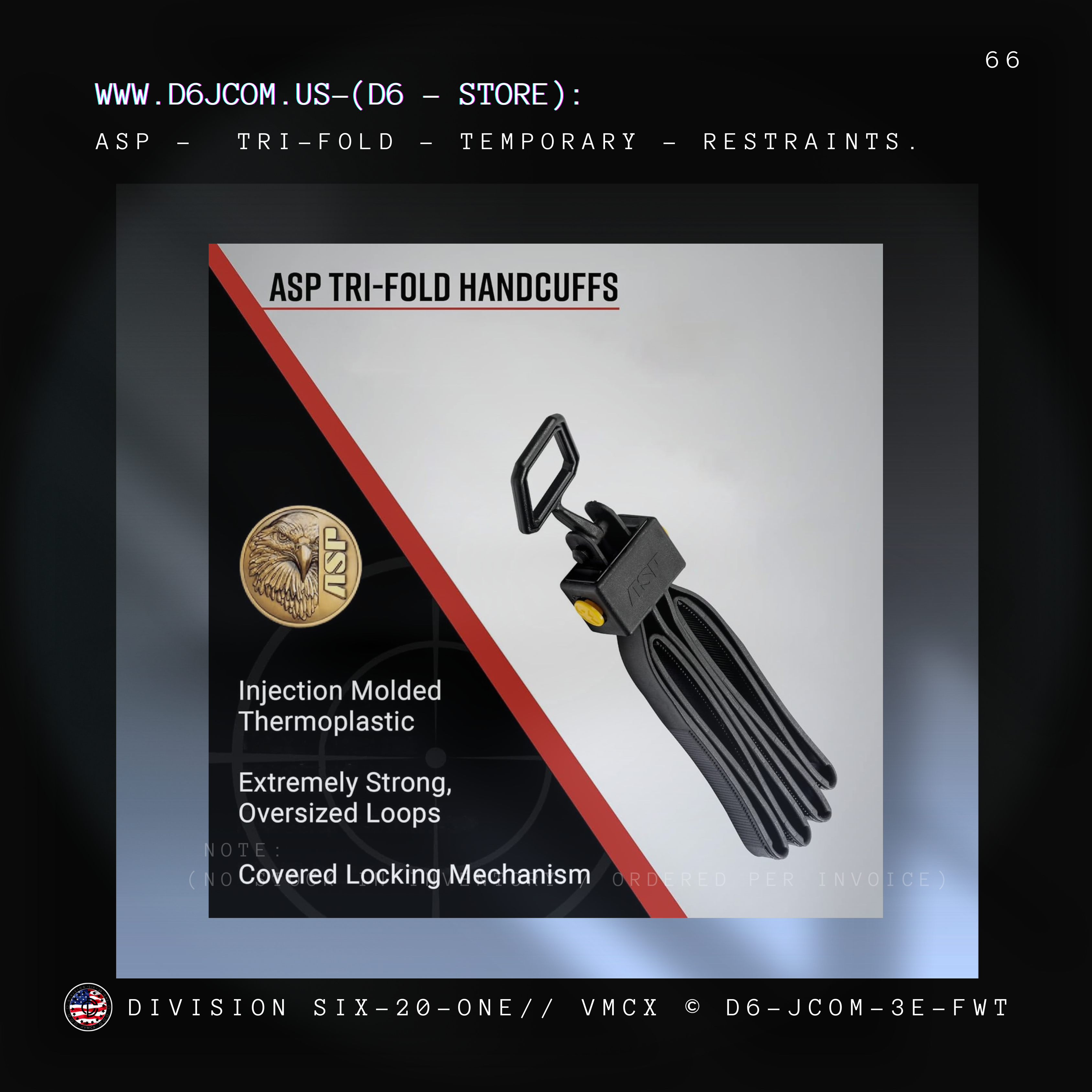 ASP Tri-Fold Restraints, Disposable Handcuffs,  Flex Cuffs, Zip Cuffs