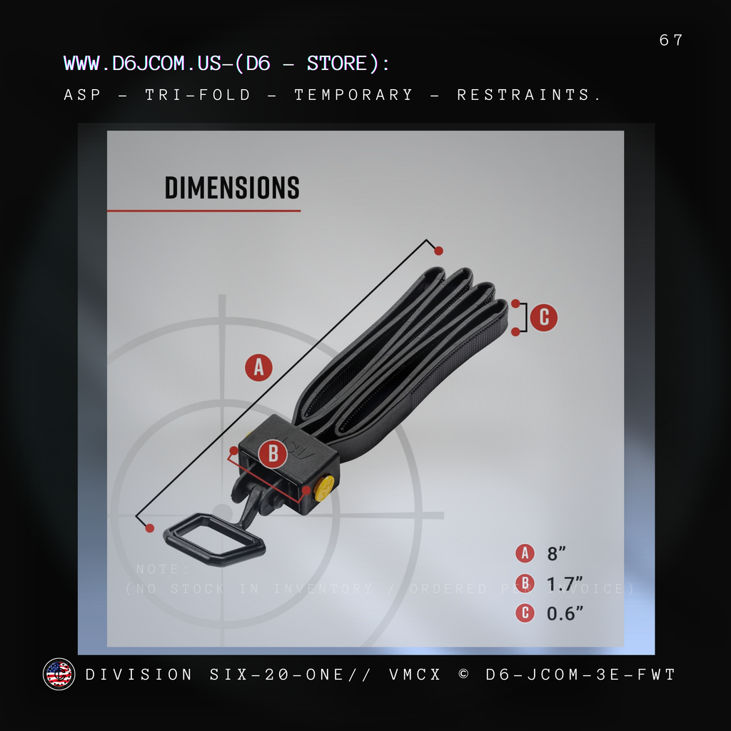 ASP Tri-Fold Restraints, Disposable Handcuffs,  Flex Cuffs, Zip Cuffs