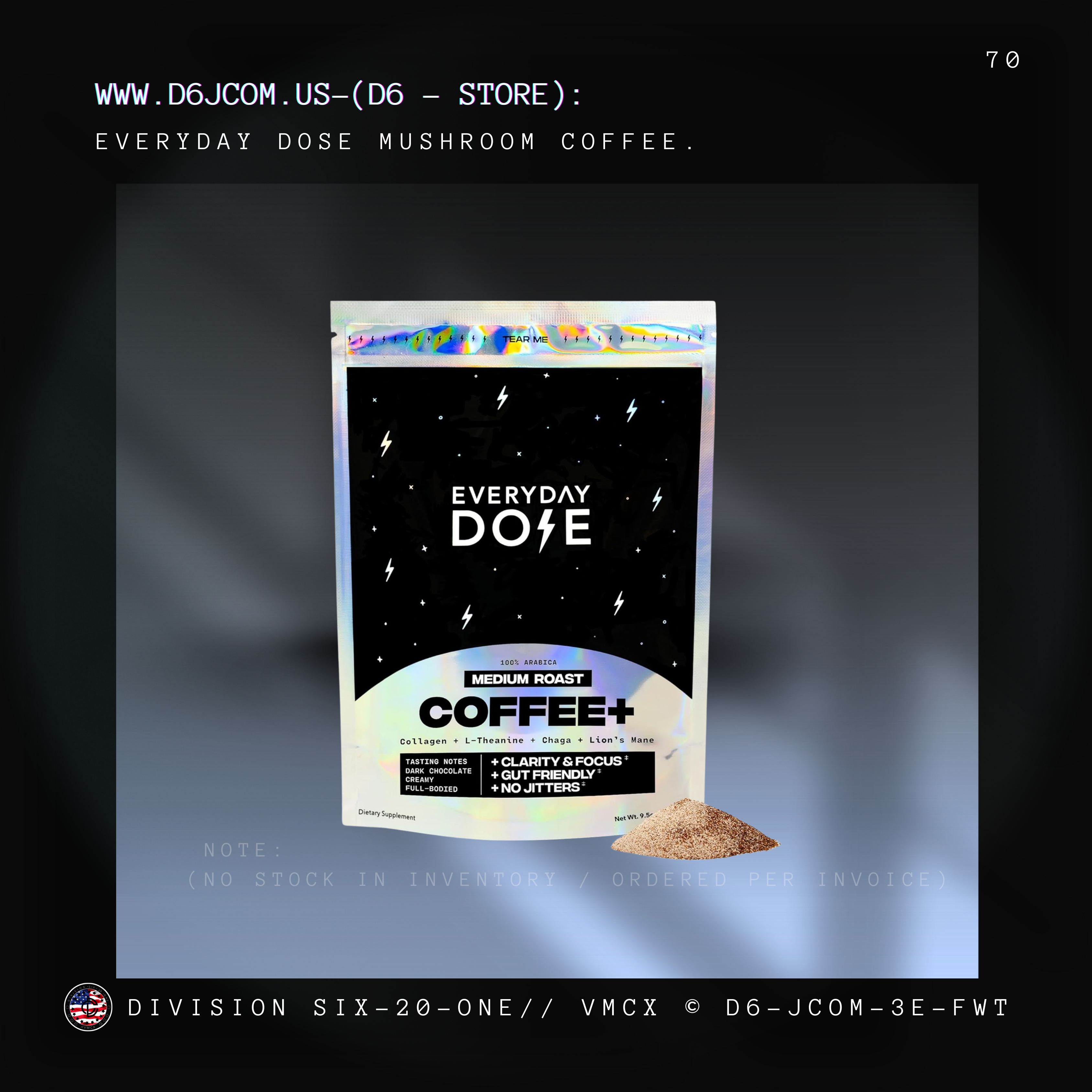 Everyday Dose Bold Medium Roast Mushroom Coffee (90mg Caffeine per serving)