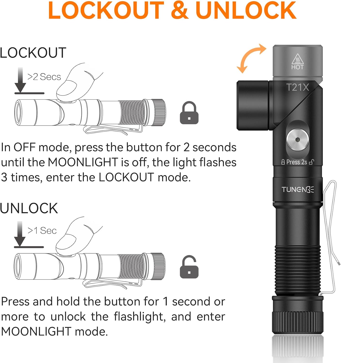 90° Rechargeable EDC Pocket Flashlight with Magnet cap