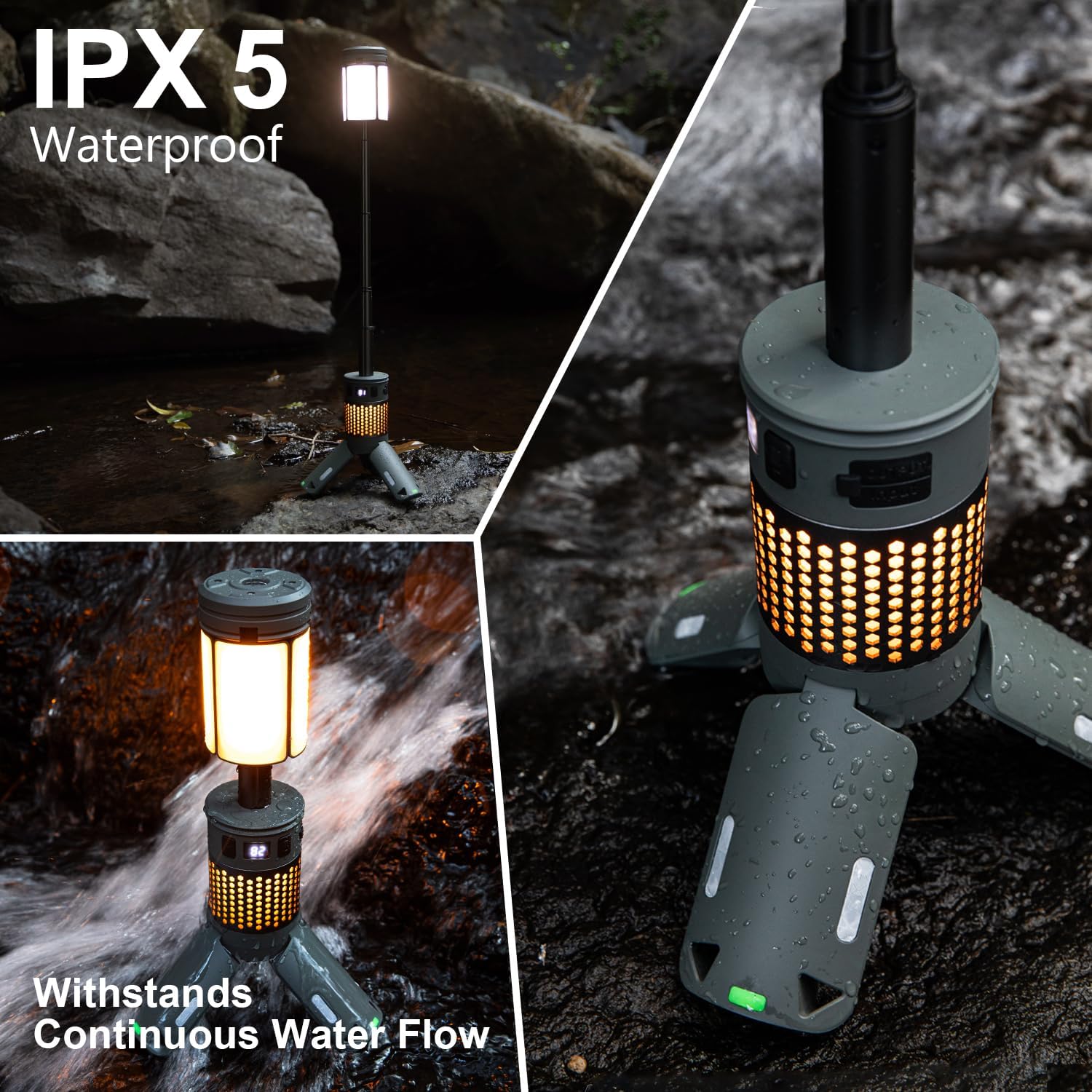 Telescopic Camping Lights with Stand, 40H Playtime, Magnetic Base | 12000mAh Portable Flashlight, RGB Ambient Lighting, Collapsible IPX5 Waterproof for Camping, Hiking and Emergency Use