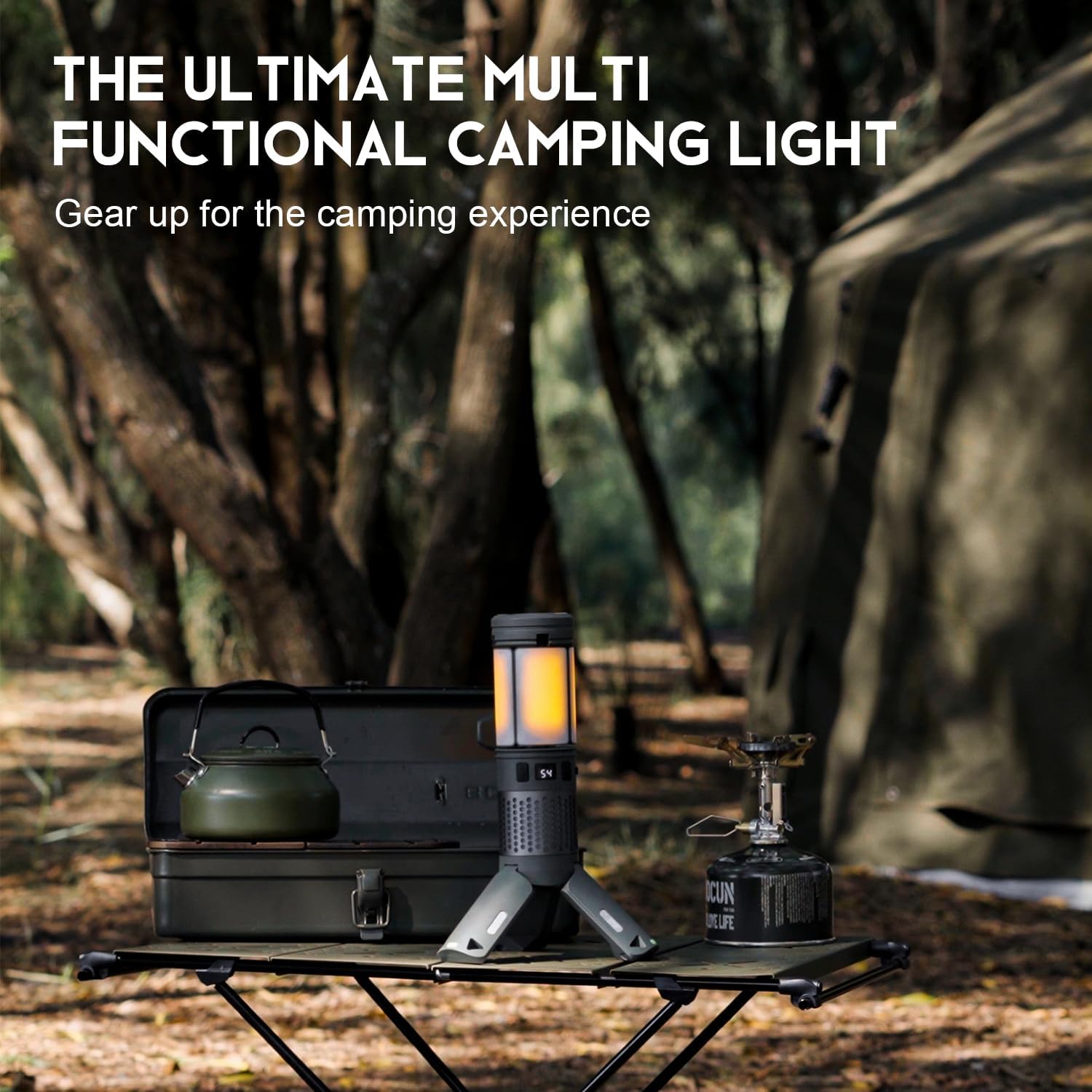Telescopic Camping Lights with Stand, 40H Playtime, Magnetic Base | 12000mAh Portable Flashlight, RGB Ambient Lighting, Collapsible IPX5 Waterproof for Camping, Hiking and Emergency Use