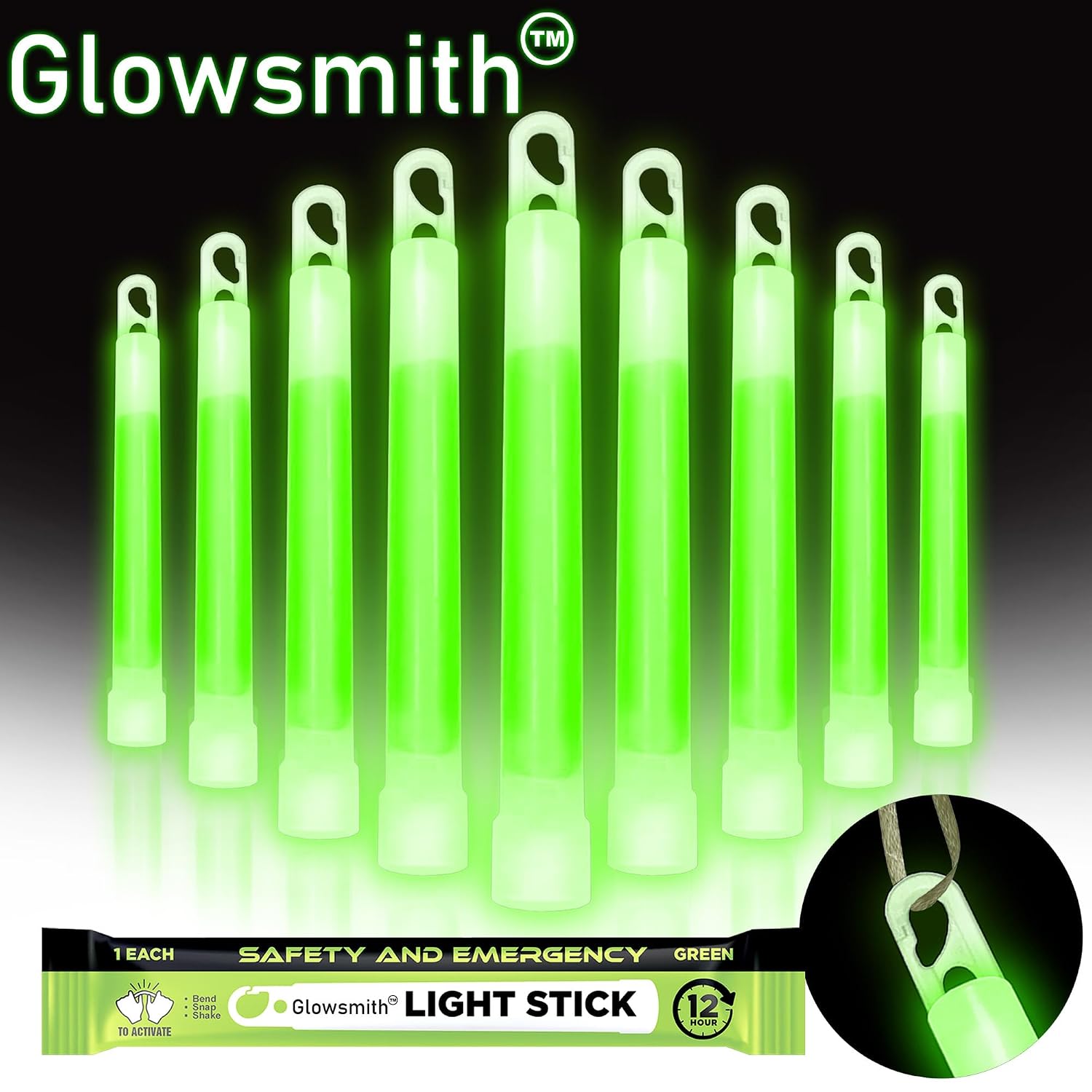 Emergency 6'' Lightsticks, Light Up Ultra Bright Glow Sticks with 12 Hours Duration