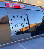 Xinghe for 2019-2026 Chevy Silverado GMC Sierra Chevrolet Colorado, Rear Middle Window American Flag Decals Stickers, Matte Black USA Flag Decal for Truck