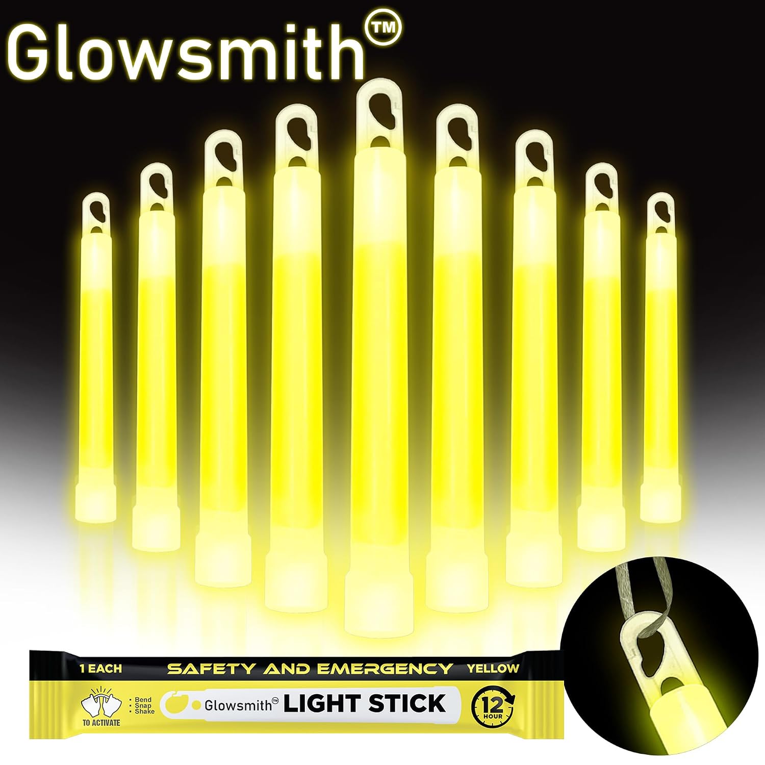 Emergency 6'' Lightsticks, Light Up Ultra Bright Glow Sticks with 12 Hours Duration