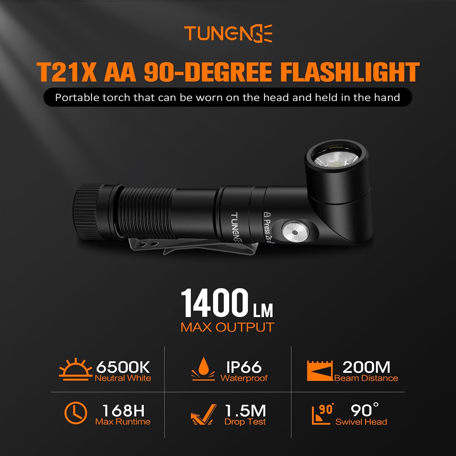 90° Rechargeable EDC Pocket Flashlight with Magnet cap