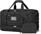 Travel Bag for Men Women, Large Gym Bag & Tactical Duffle Bags for Travel | Carry on with Toiletry Bag and Shoe Compartment, Weekender Overnight Duffel with Wet Pocket for Workout Medical, Black