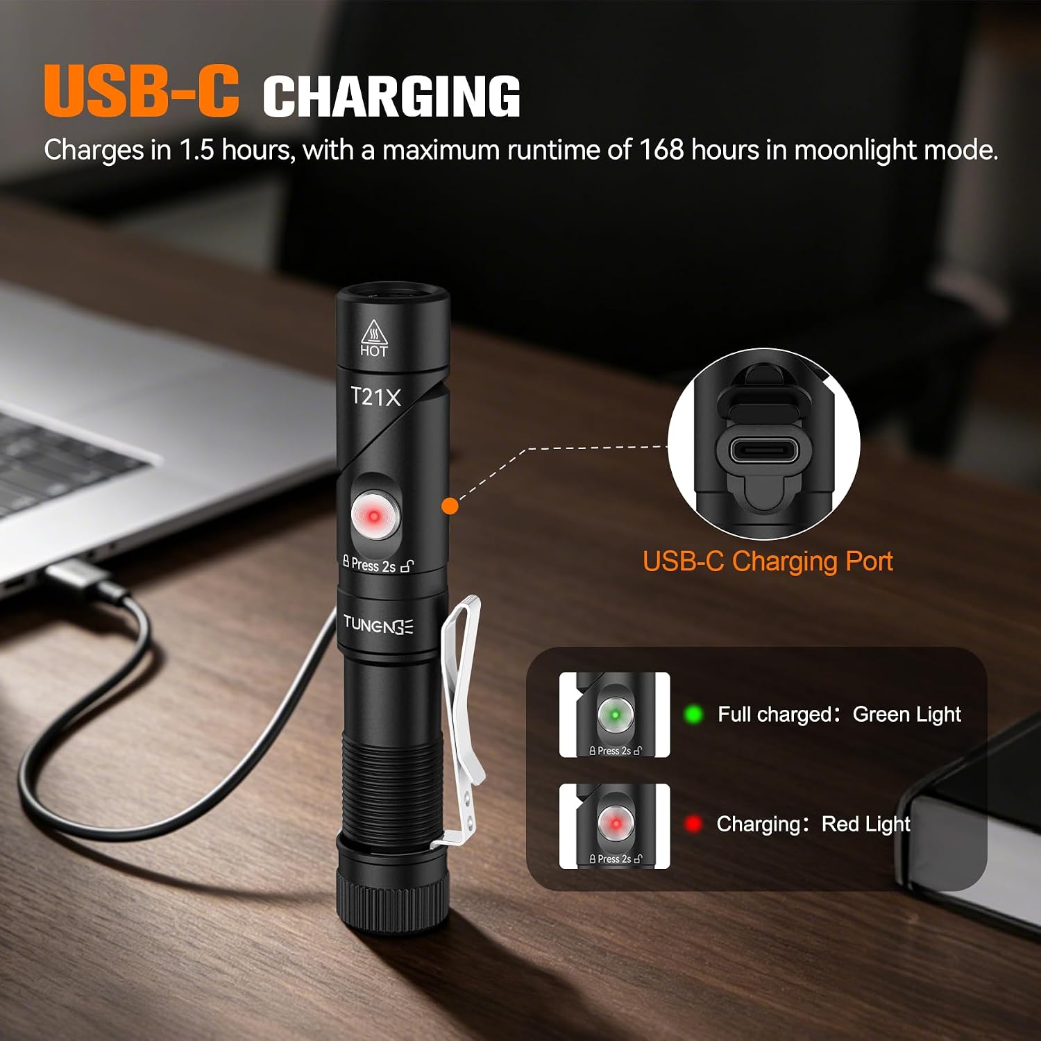 90° Rechargeable EDC Pocket Flashlight with Magnet cap