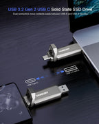1TB USB Solid State Drive 3.2 Gen 2 Dual SSD USB A + Type C Portable External SSD