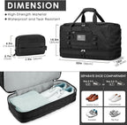 Travel Bag for Men Women, Large Gym Bag & Tactical Duffle Bags for Travel | Carry on with Toiletry Bag and Shoe Compartment, Weekender Overnight Duffel with Wet Pocket for Workout Medical, Black