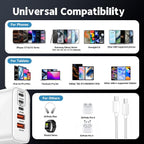 100W USB C iPhone 17 16 15 Charger Fast Charging,2-Pack 10Foot Type C Woven Cable and 1-Pack 5-Port i Phone Charger Fast Charging Block for iPhone 17 Pro/17 Pro Max/Air/16 Pro Max/15 Plus/iPad Pro/Air