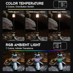 Telescopic Camping Lights with Stand, 40H Playtime, Magnetic Base | 12000mAh Portable Flashlight, RGB Ambient Lighting, Collapsible IPX5 Waterproof for Camping, Hiking and Emergency Use