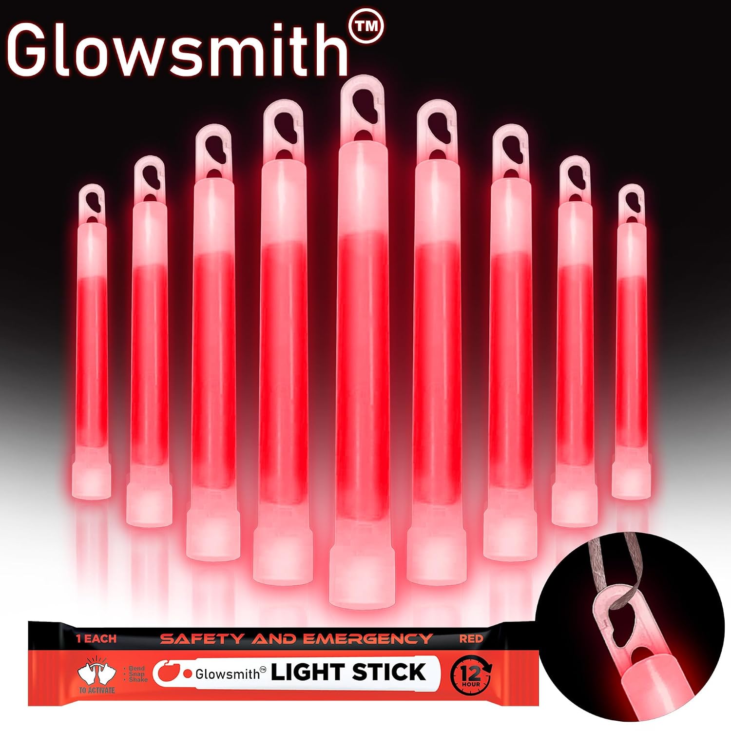 Emergency 6'' Lightsticks, Light Up Ultra Bright Glow Sticks with 12 Hours Duration