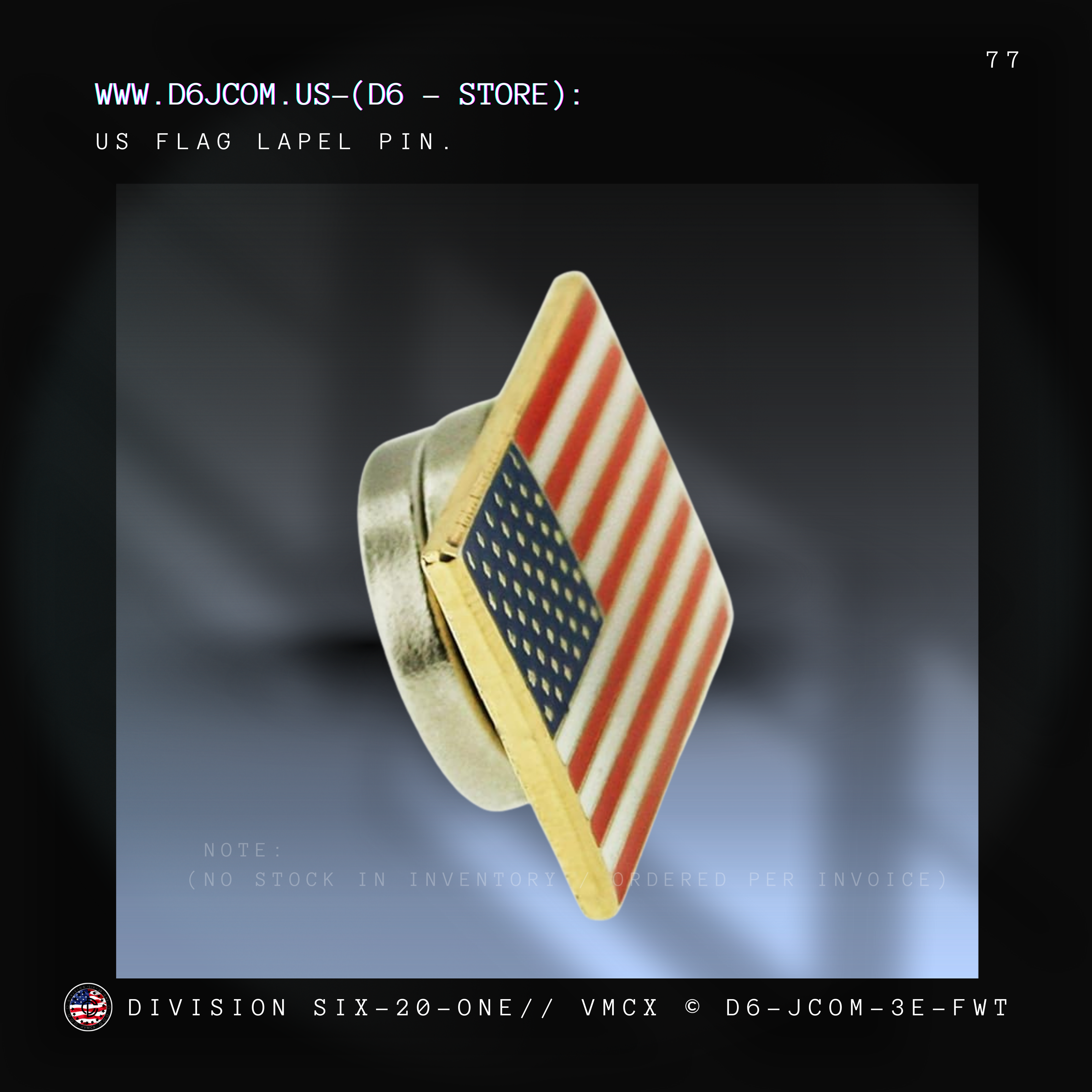 Us flag Lapel pin  - (Forward) - (Gold / Full color)