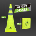 RoadHero 28 Inch 4 Pack Collapsible Traffic Safety Cones with Bag, Green | Pop-up Design, Reflective Collar, Road Safety, Driving Training & Parking Lots