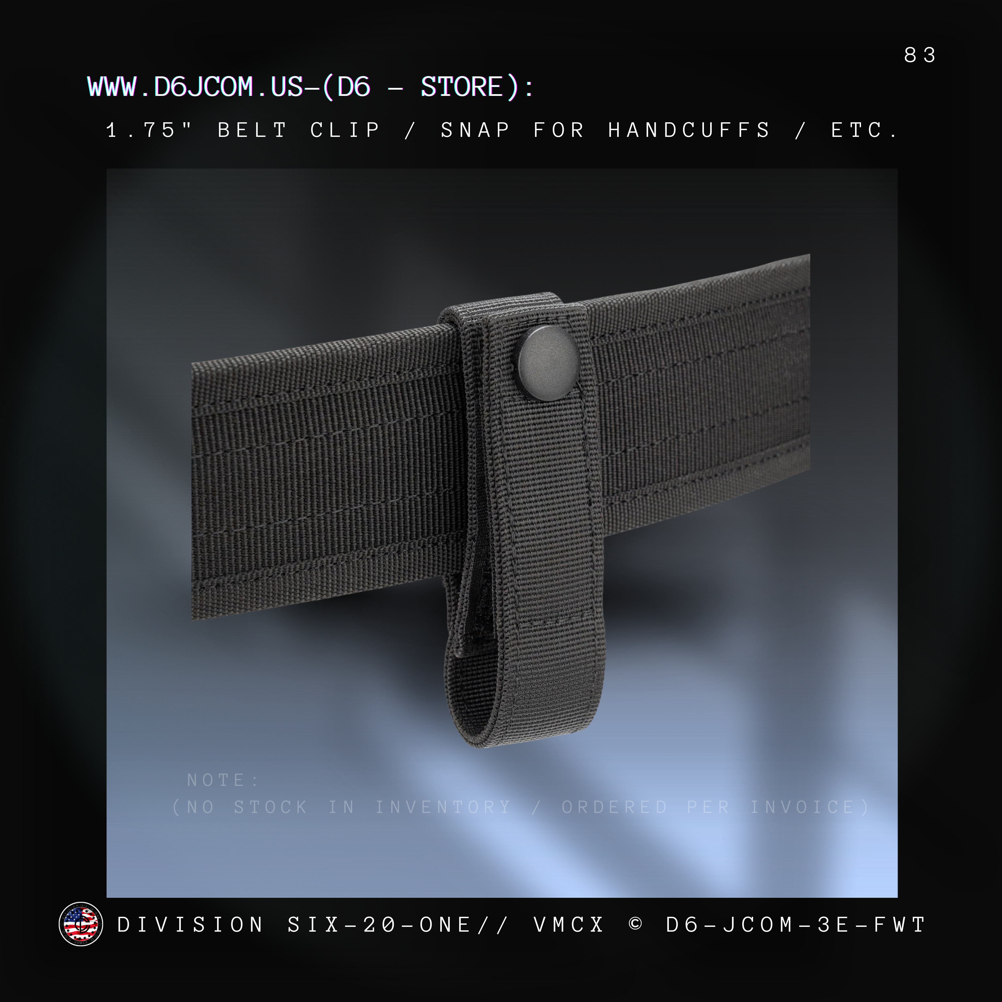 1.5". Velcro / Hook and Loop / Snap Closure - Gear / Cuff - Hanger - (Black)