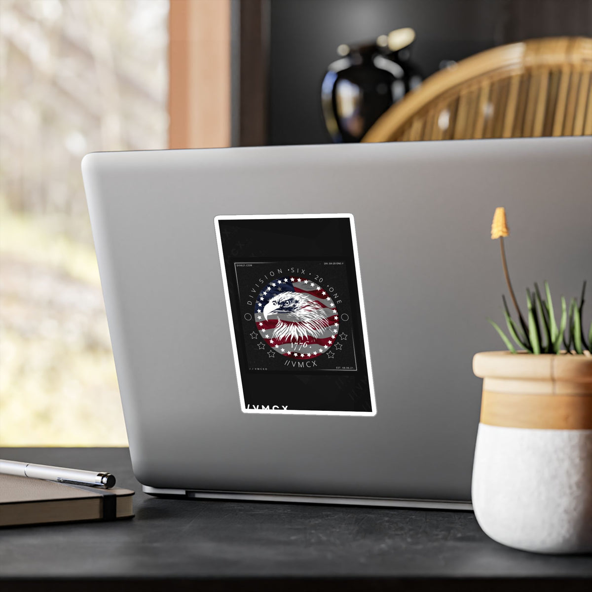 American Eagle Flag Vinyl Decal — Patriotic Kiss-Cut Sticker (1776)