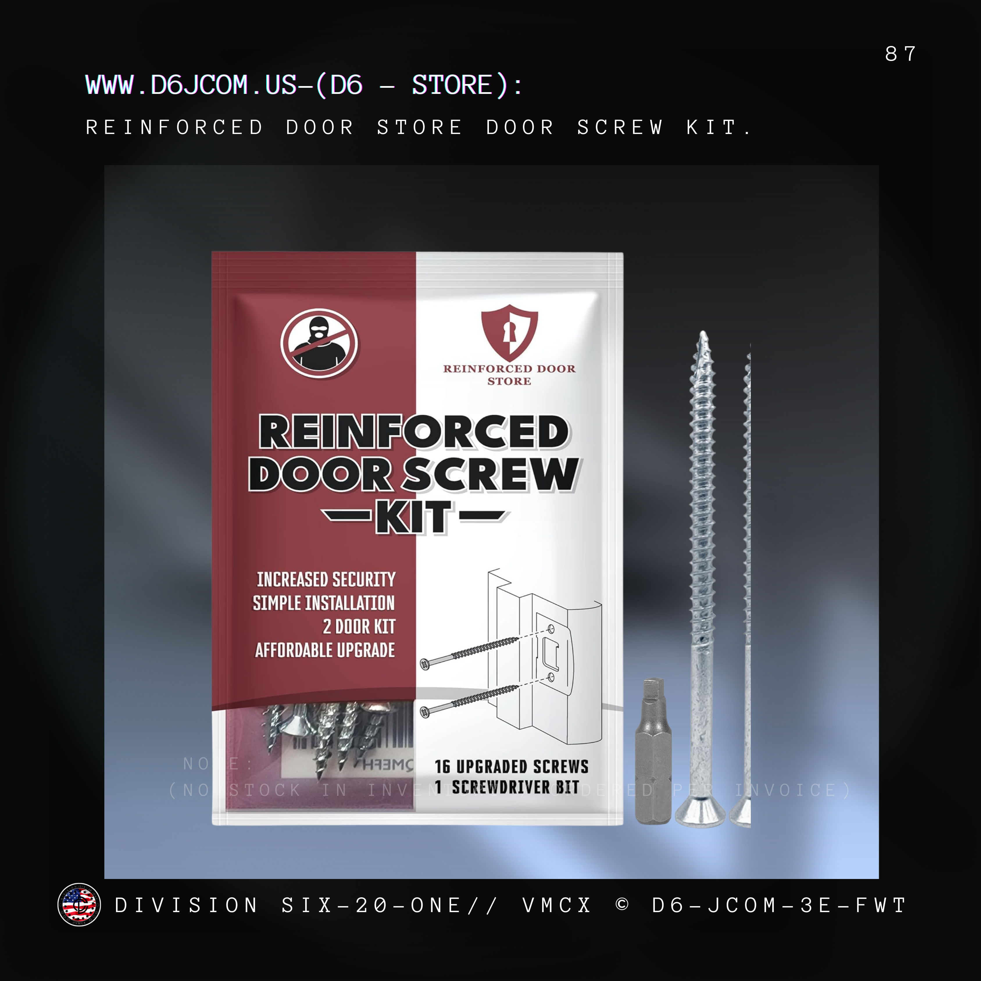 Reinforced Door Screw Kit