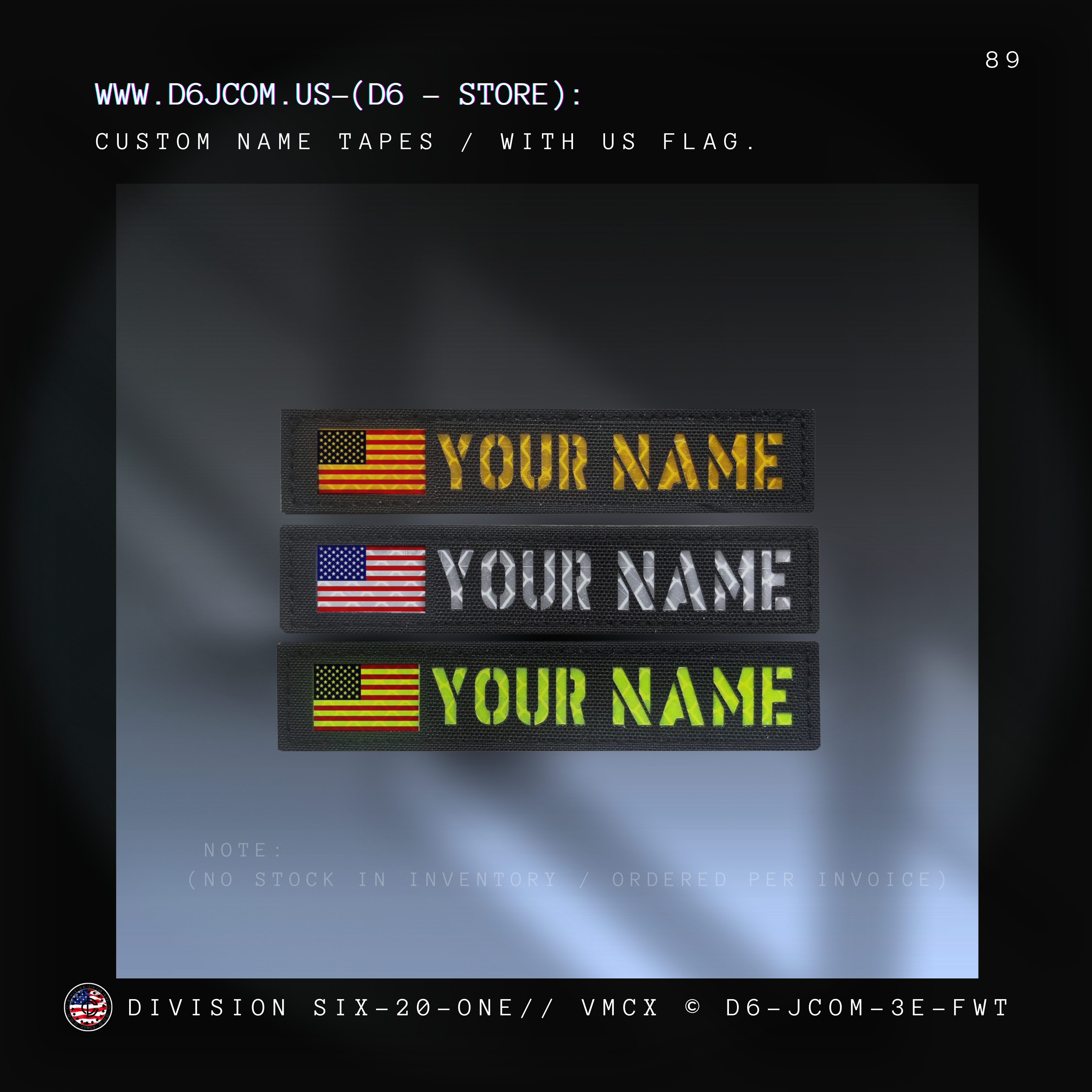 Custom Order - US Flag Name tape patch - (Helmets / Uniform / Gear)