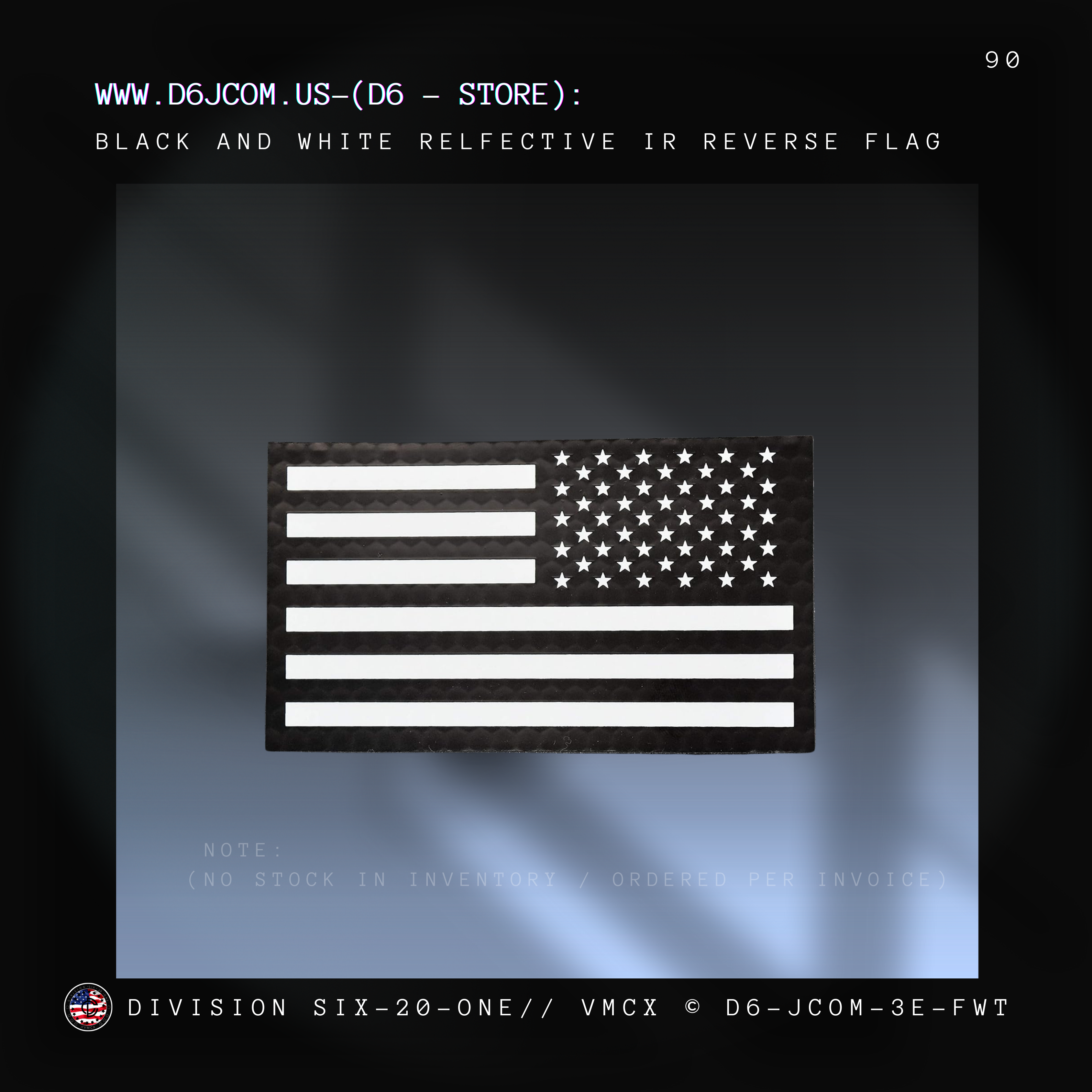 US Flag Patch - FORWARD FACING FLAG (Black & White)