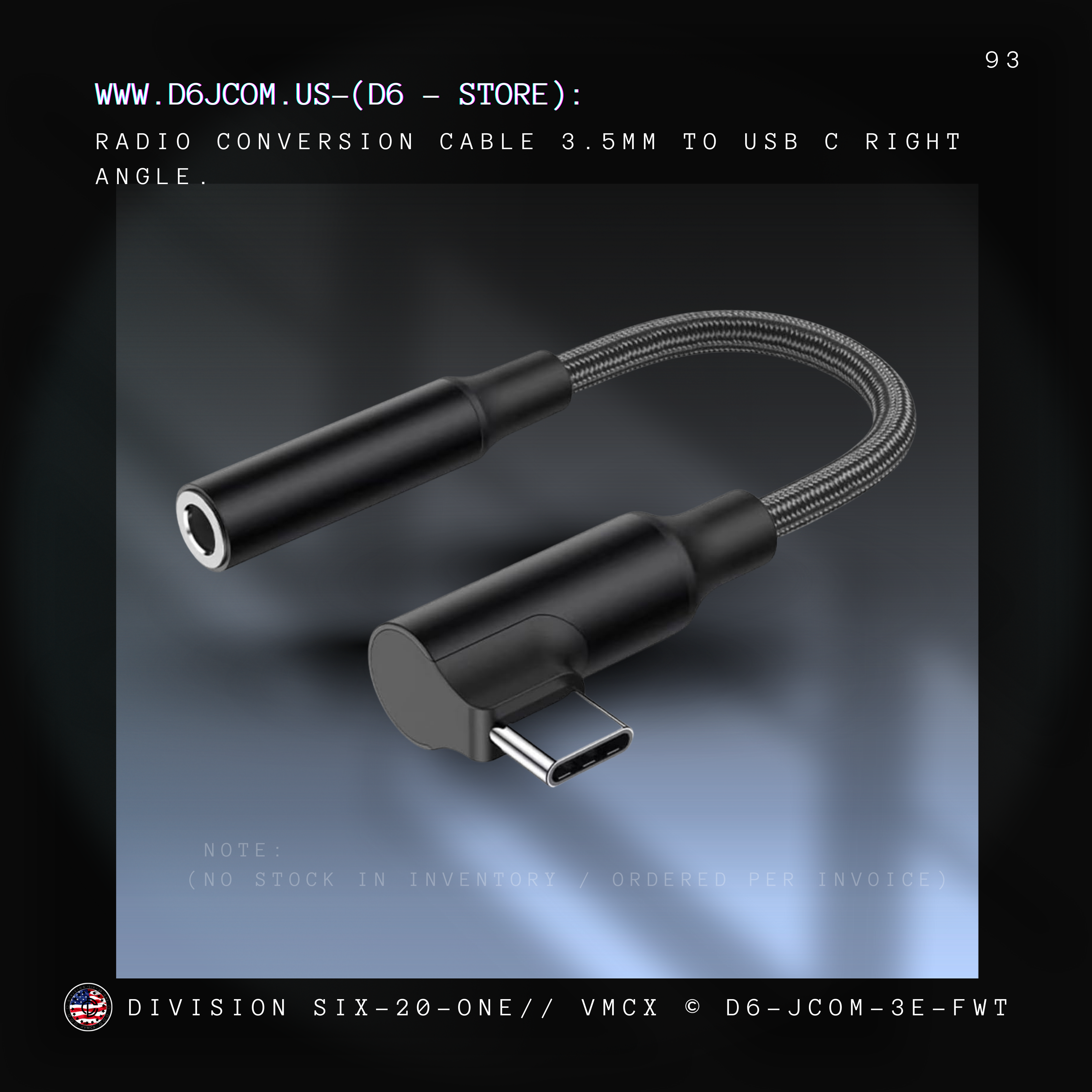 USB C 90° To  3.5mm Jack (G8Plus-Radio Adapter)