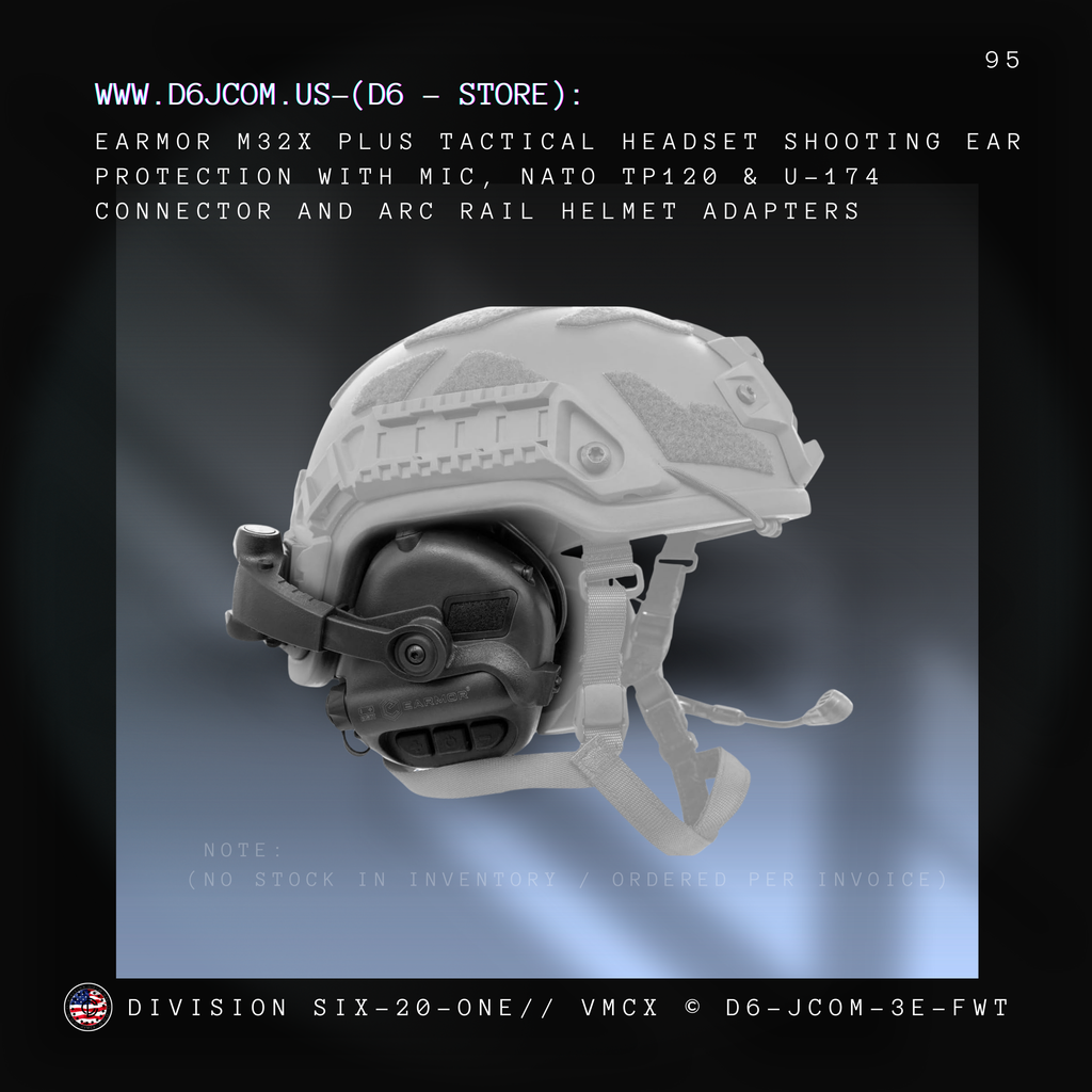 EARMOR M32X Plus Tactical Headset with ARC Rail adapters - (Black)